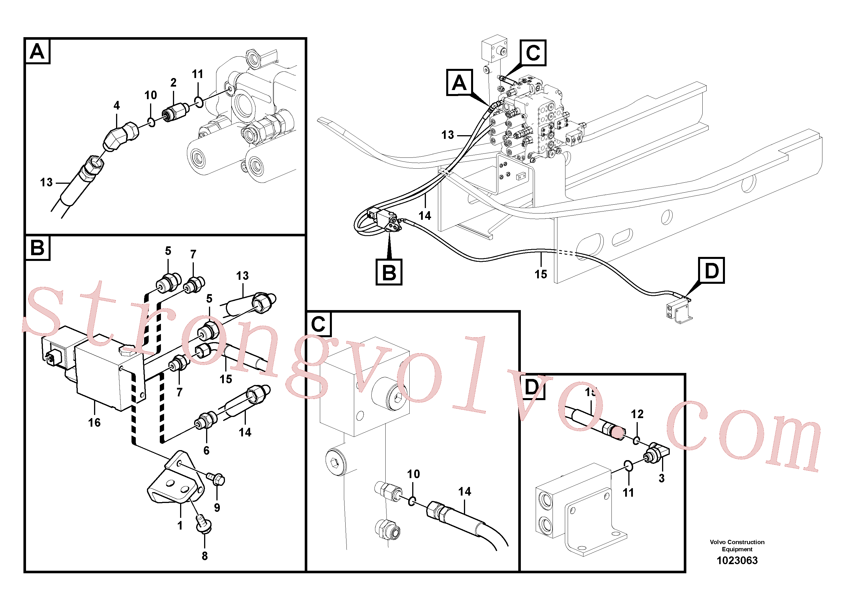 VOE14881556 Volvo Hidráulica de serviço, encaixe rápido na estrutura superior(1023063 Montagem)