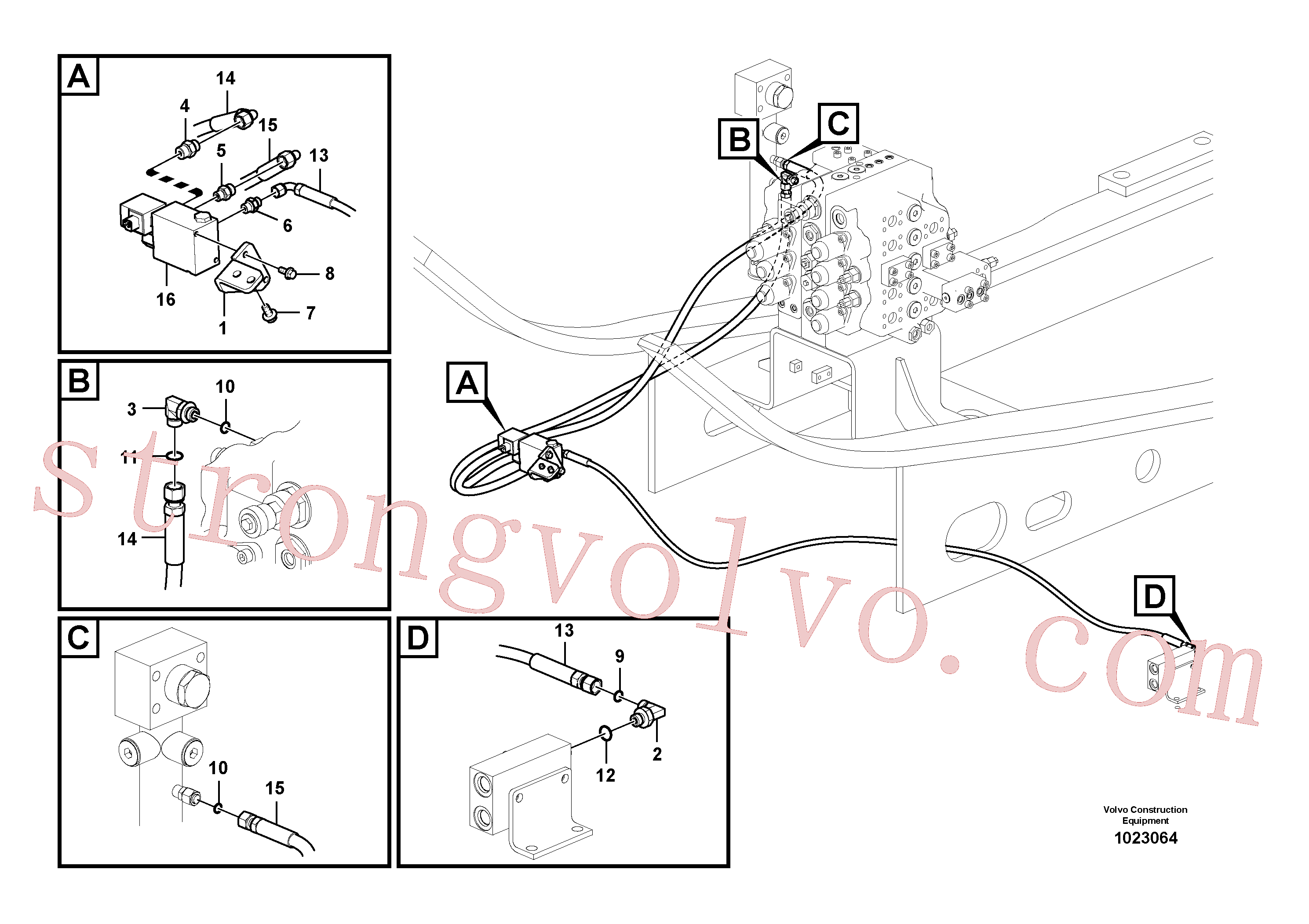 VOE936656 Volvo Hidráulica de serviço, encaixe rápido na estrutura superior(1023064 Montagem)
