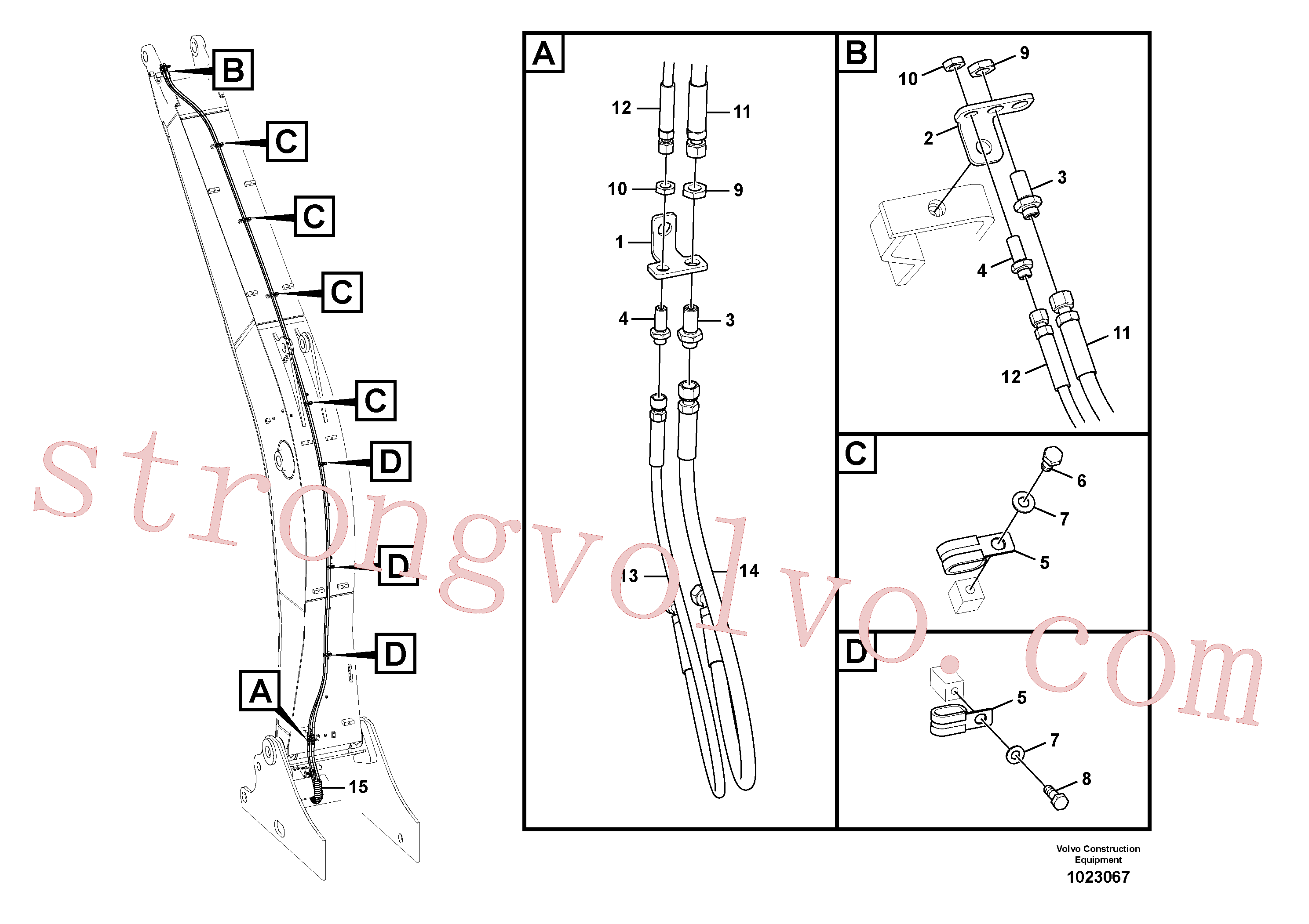 VOE937802 Volvo Hidráulica de serviço, encaixe rápido na lança(1023067 Montagem)
