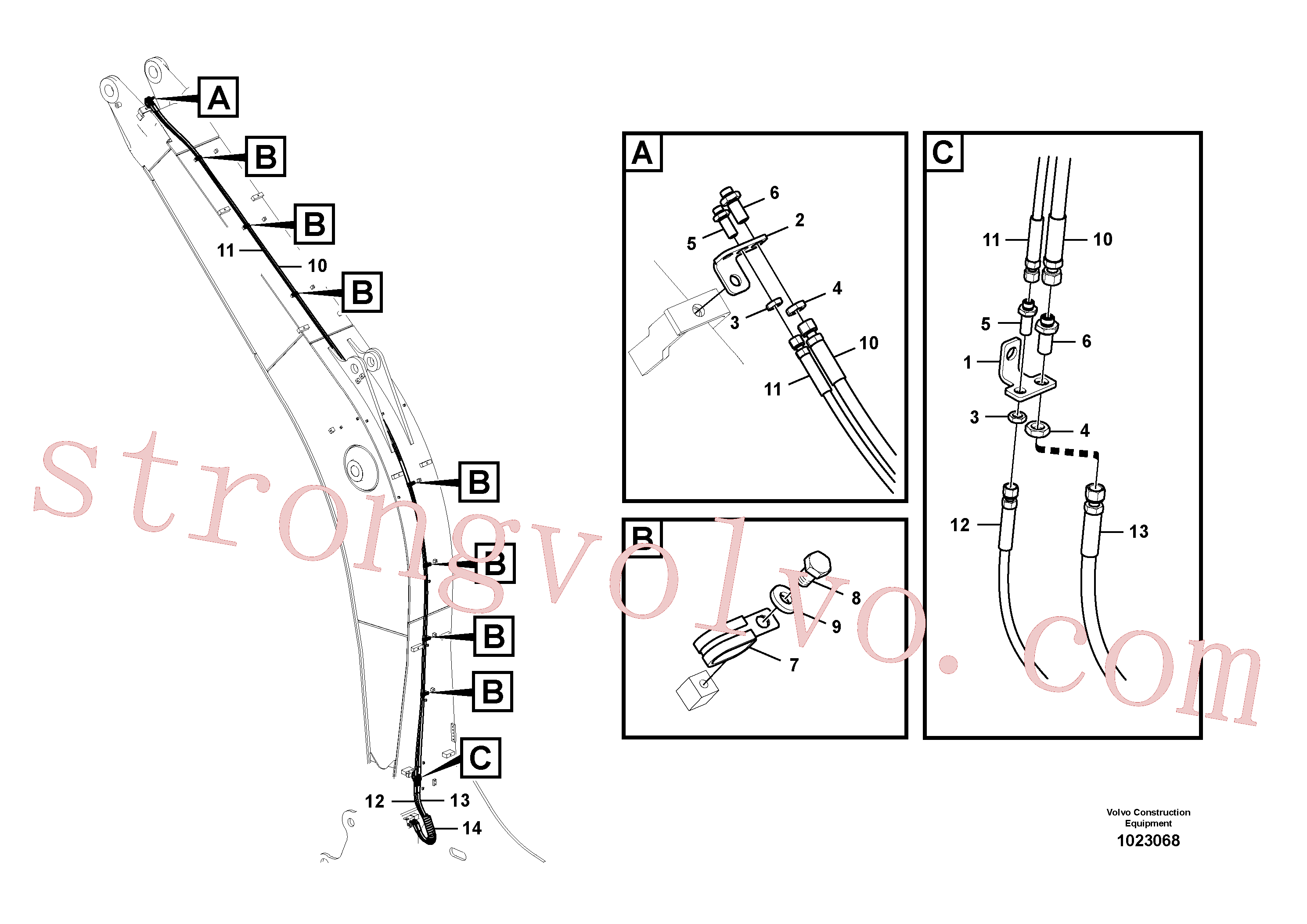 VOE11411696 Volvo Hidráulica de serviço, encaixe rápido na lança(1023068 Montagem)
