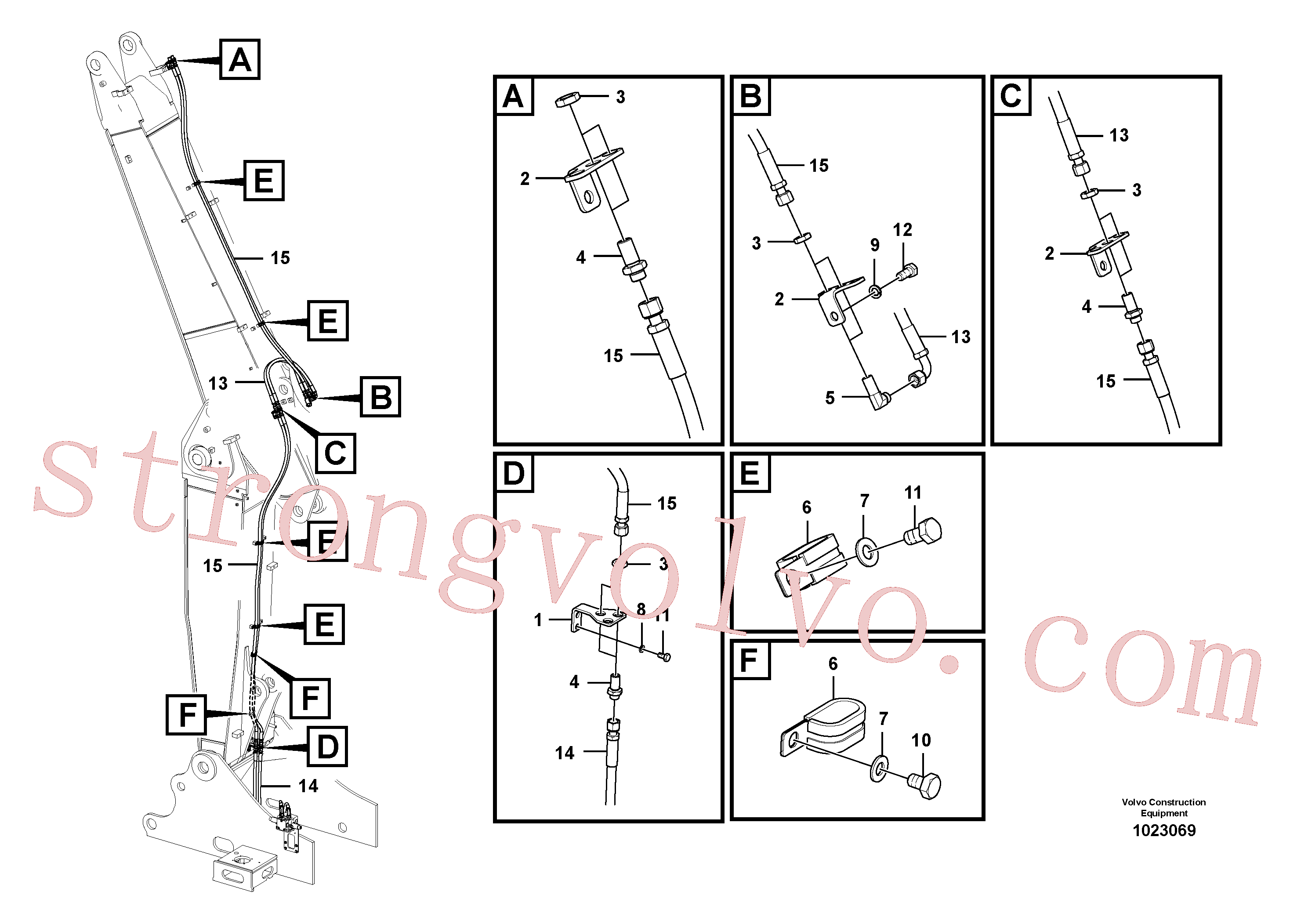 VOE936637 Volvo Hidráulica de serviço, inclinação e rotor na lança ajustável(1023069 Montagem)