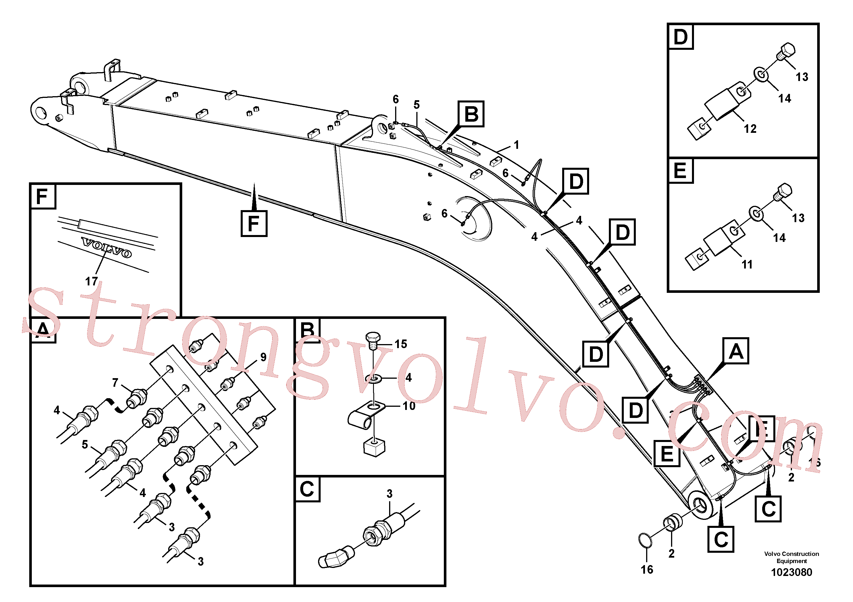 VOE14880674 Volvo Tubagem e lubrificação com massa da lança(1023080 Montagem)