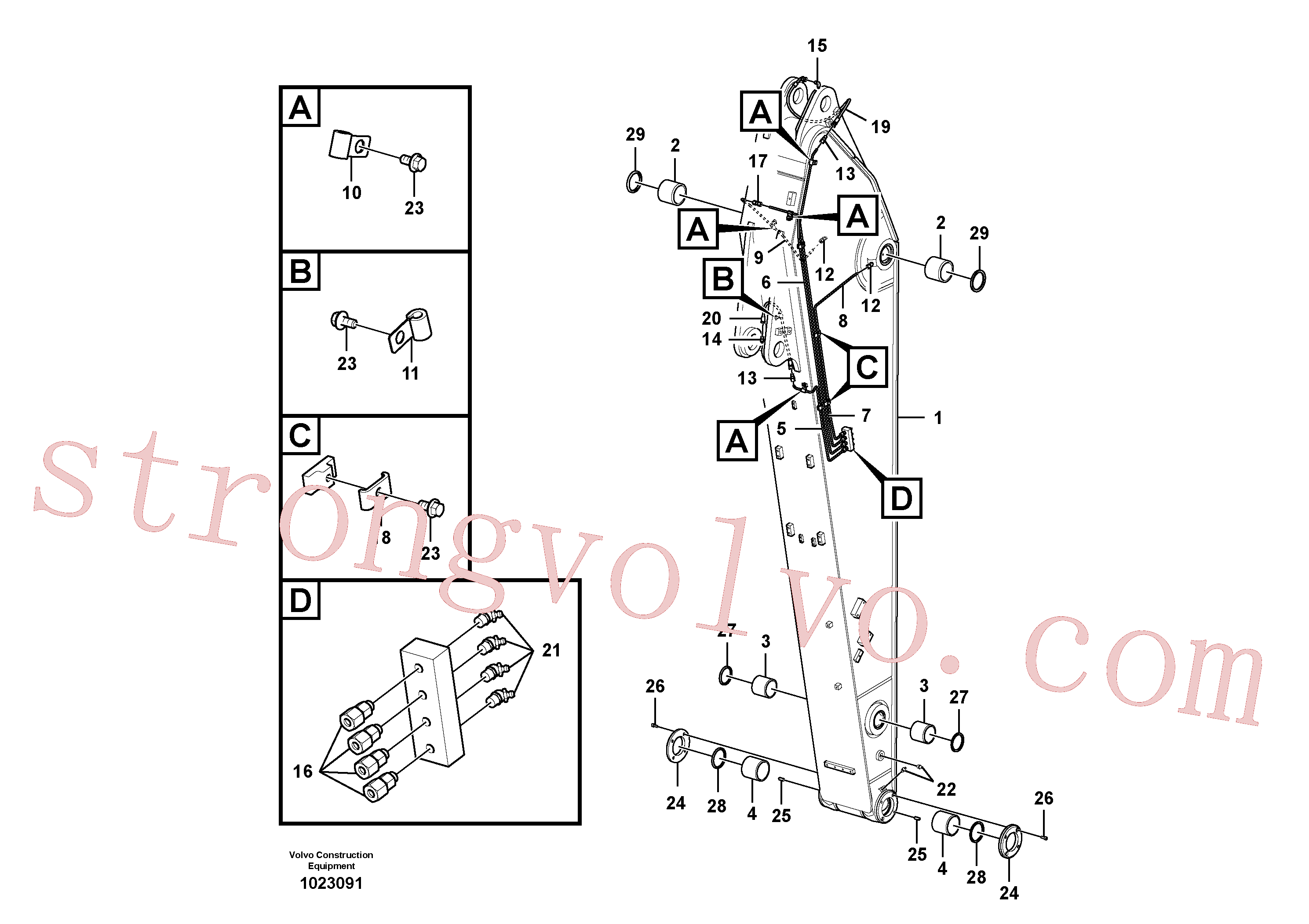 China Made VOE14603262 Dipper arm Volvo Acessórios para escavadeira