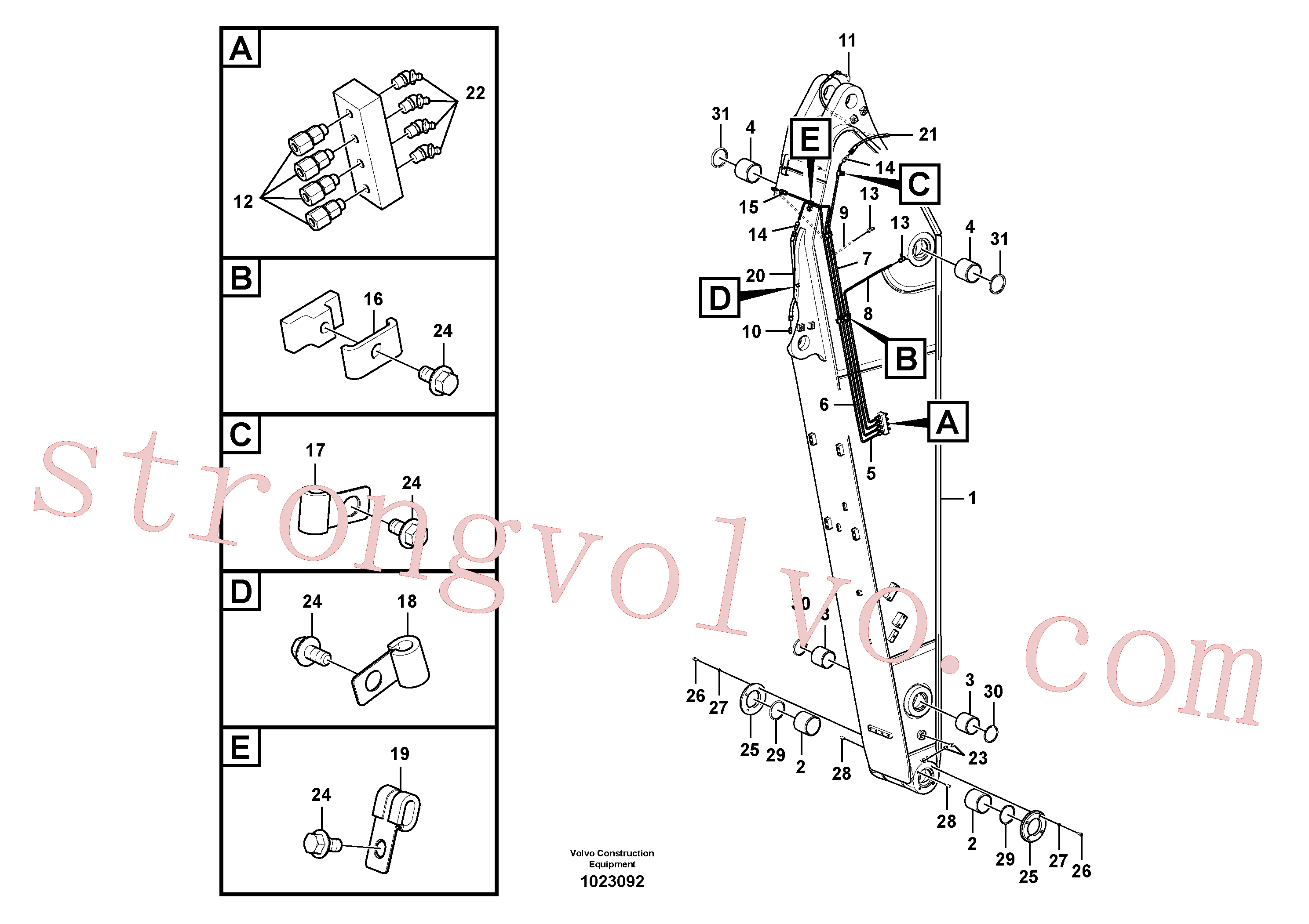 Atacado VOE14601883 Tubo Volvo escavadeira