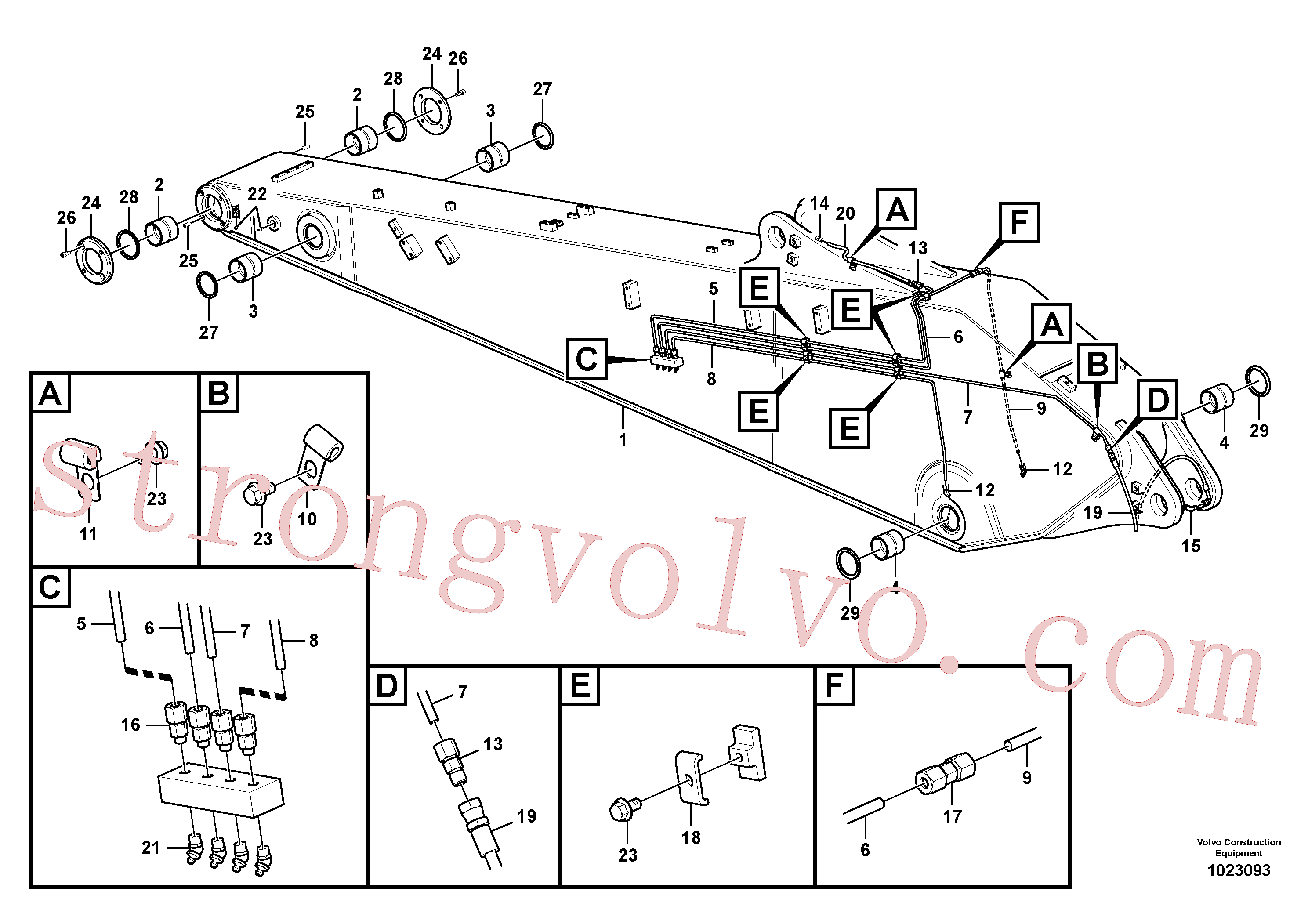 VOE14552354 Volvo Tubagem de massa e do braço de afundamento com sede da tubagem(1023093 Montagem)