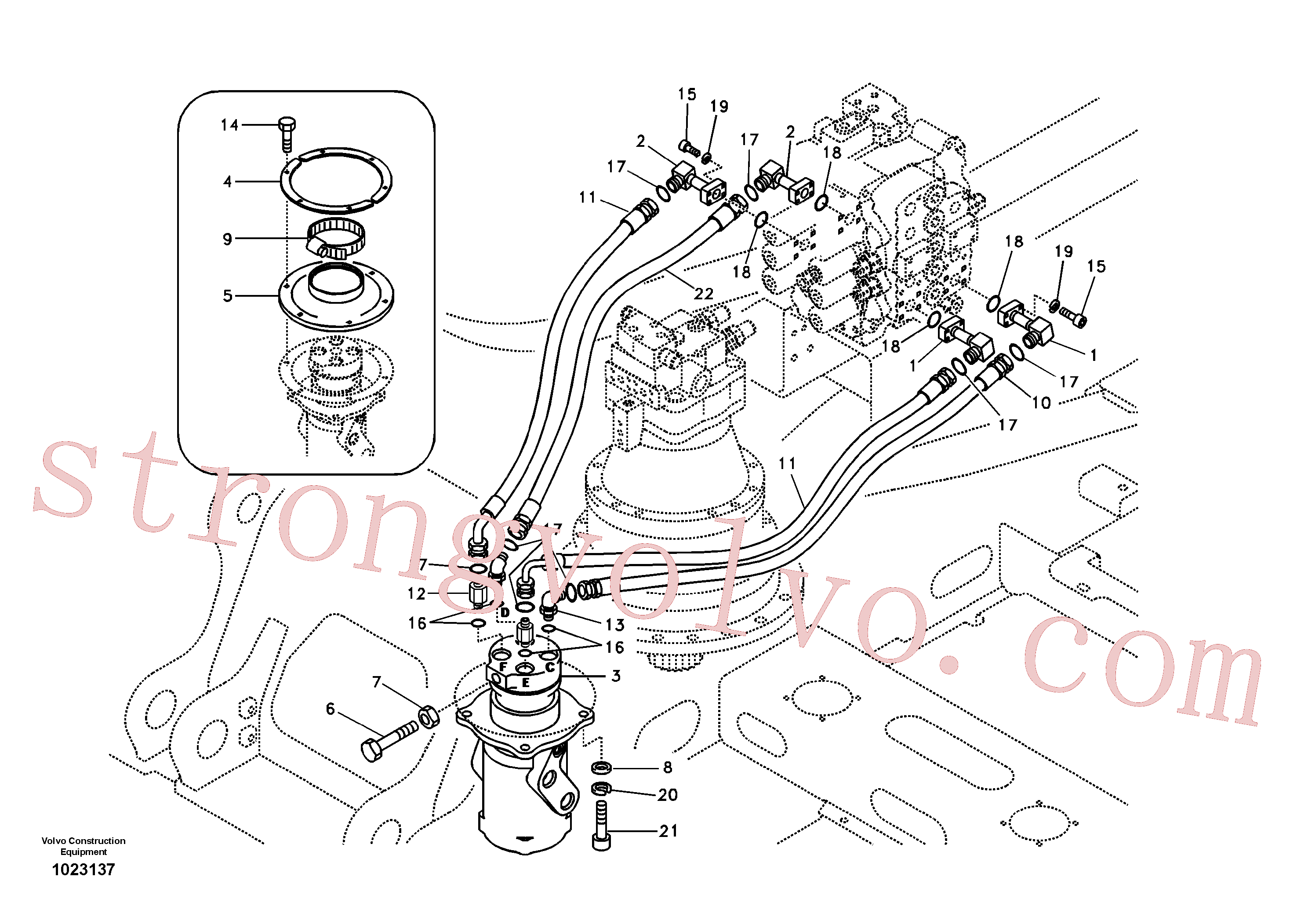 SA9419-11080 Volvo Linha da rótula, válvula de comando à rótula(1023137 Montagem)