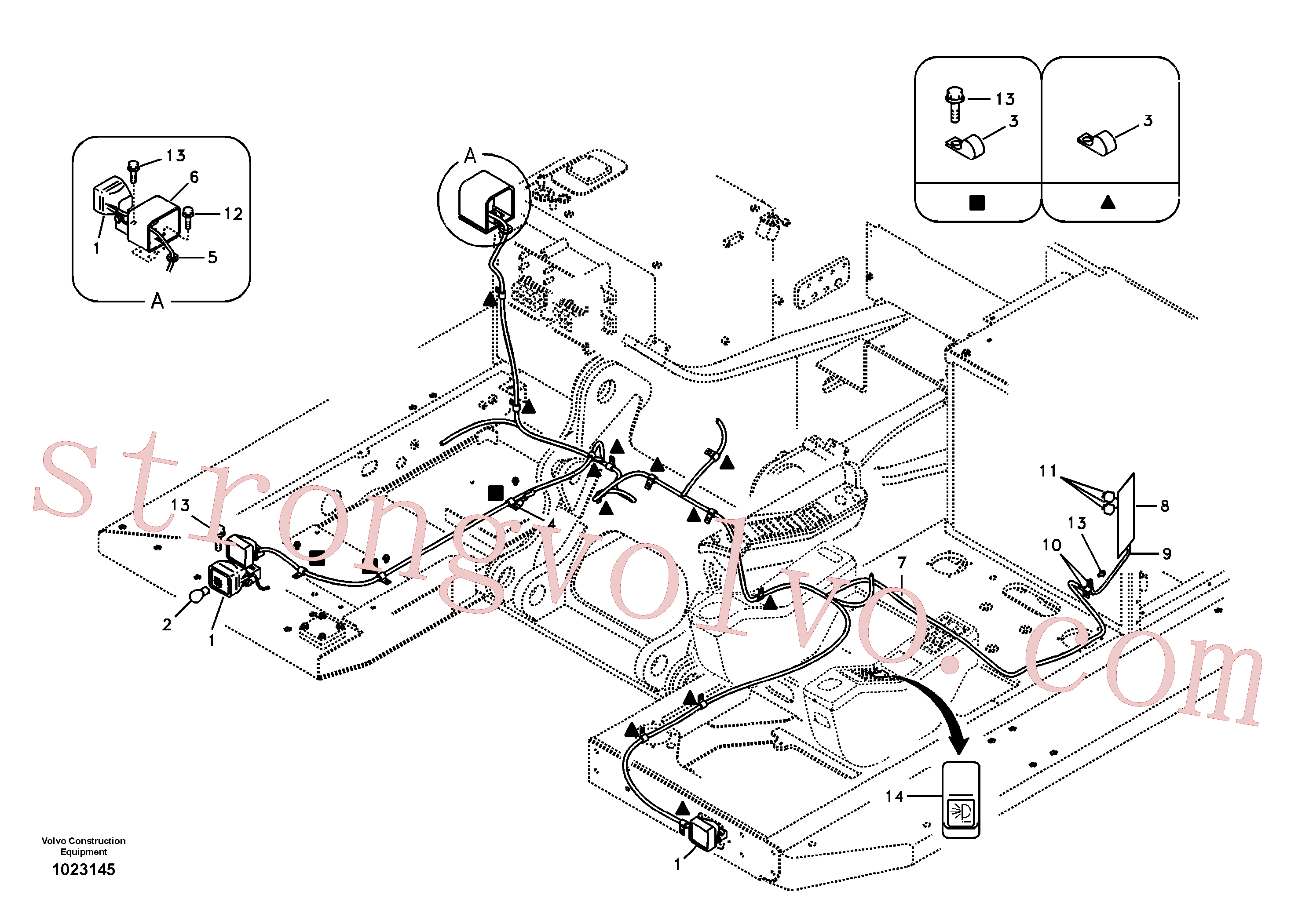 VOE14529352 Volvo Luzes de trabalho, extra(1023145 Montagem)