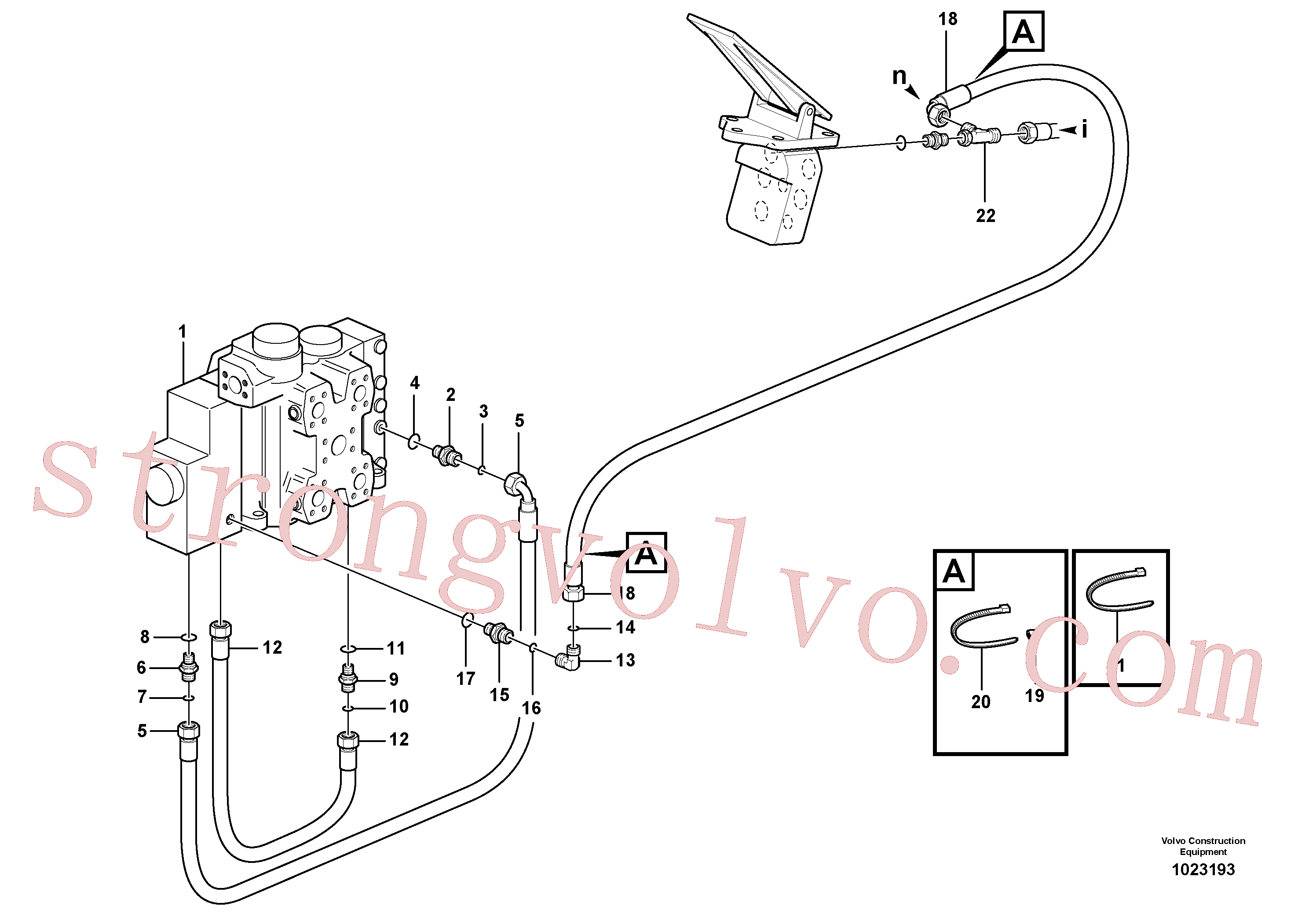 VOE937586 Volvo Linha de drenagem, válvula de controlo(1023193 Montagem)