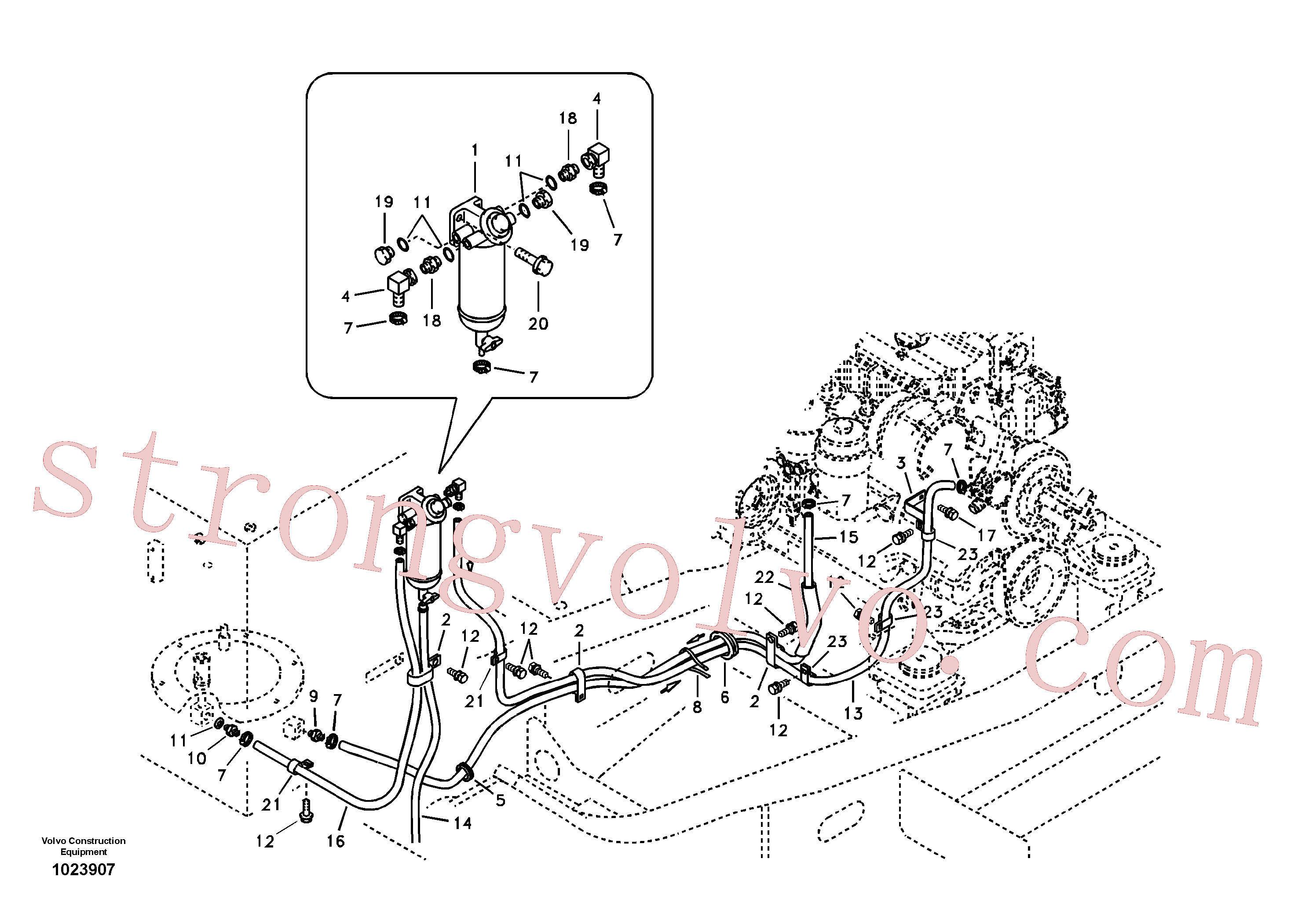 SA9415-22051 Volvo Tubo de combustível - depósito de combustível(1023907 Montagem)