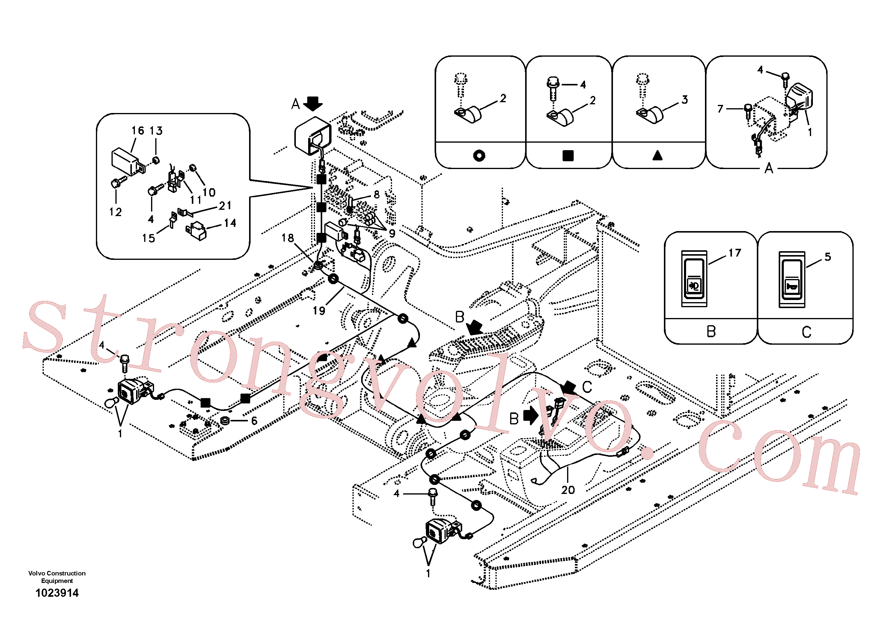 VOE14529352 Volvo Luzes de trabalho, extra(1023914 Montagem)