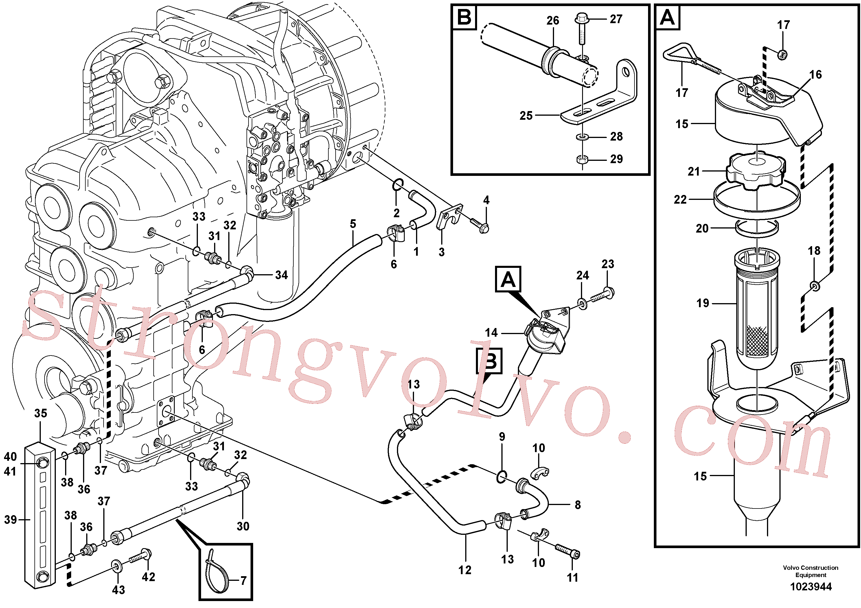 VOE11015639 Volvo Dispositivo de enchimento de óleo(1023944 Montagem)