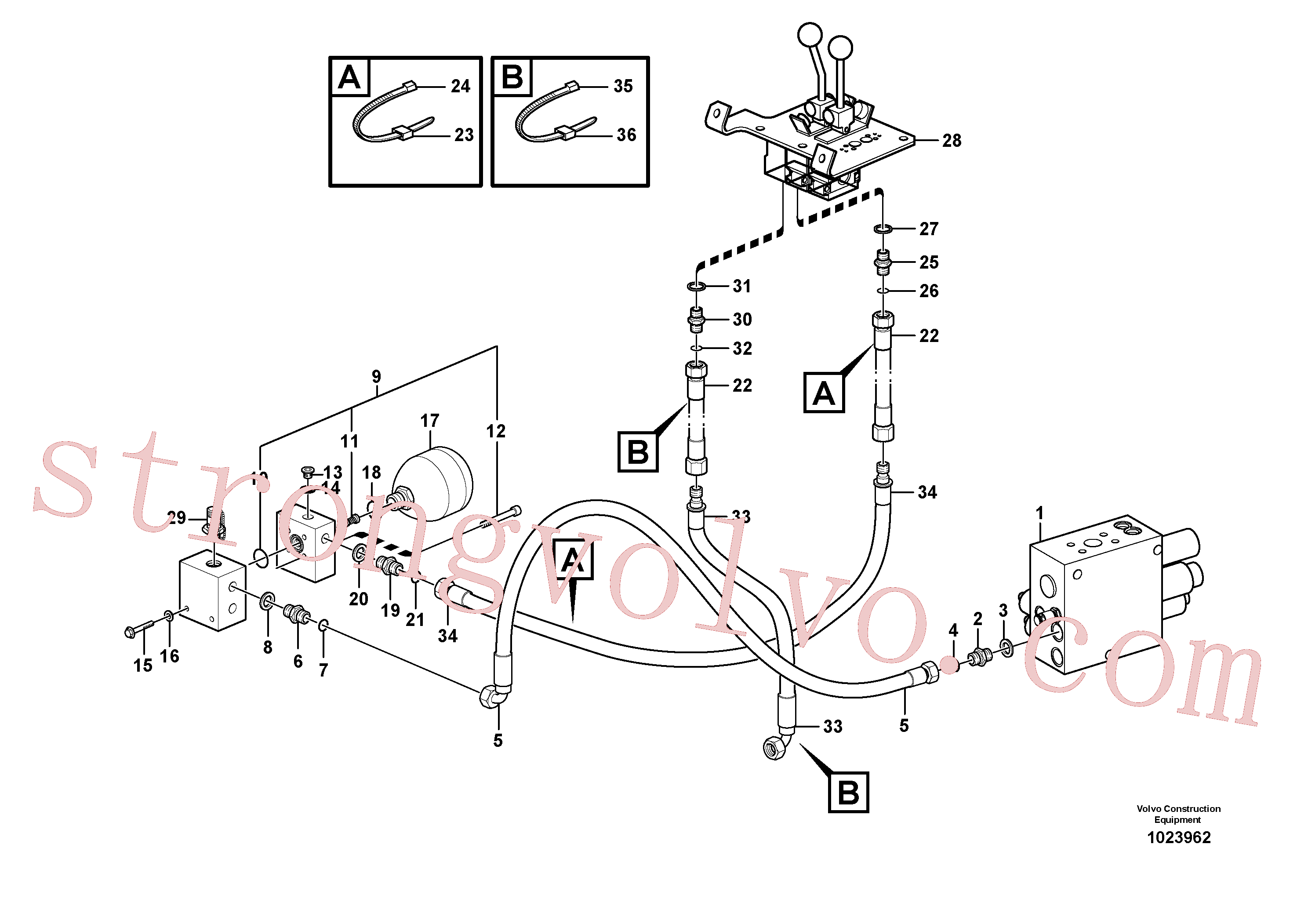 VOE14023250 Volvo Servomotor - hidráulico(1023962 Montagem)