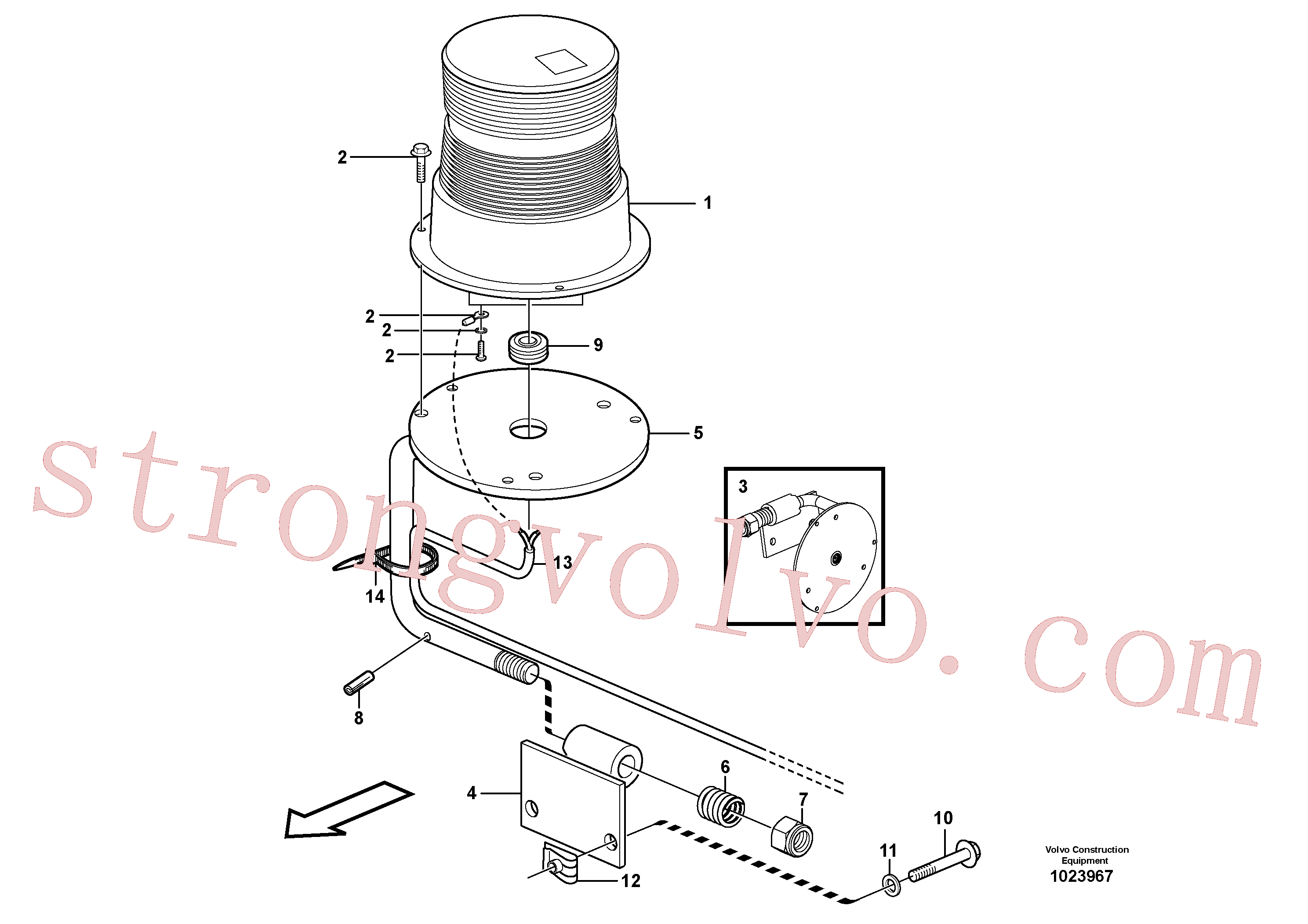 VOE13949867 Volvo Luz de aviso rotativa, Farol rotativo.(1023967 Montagem)