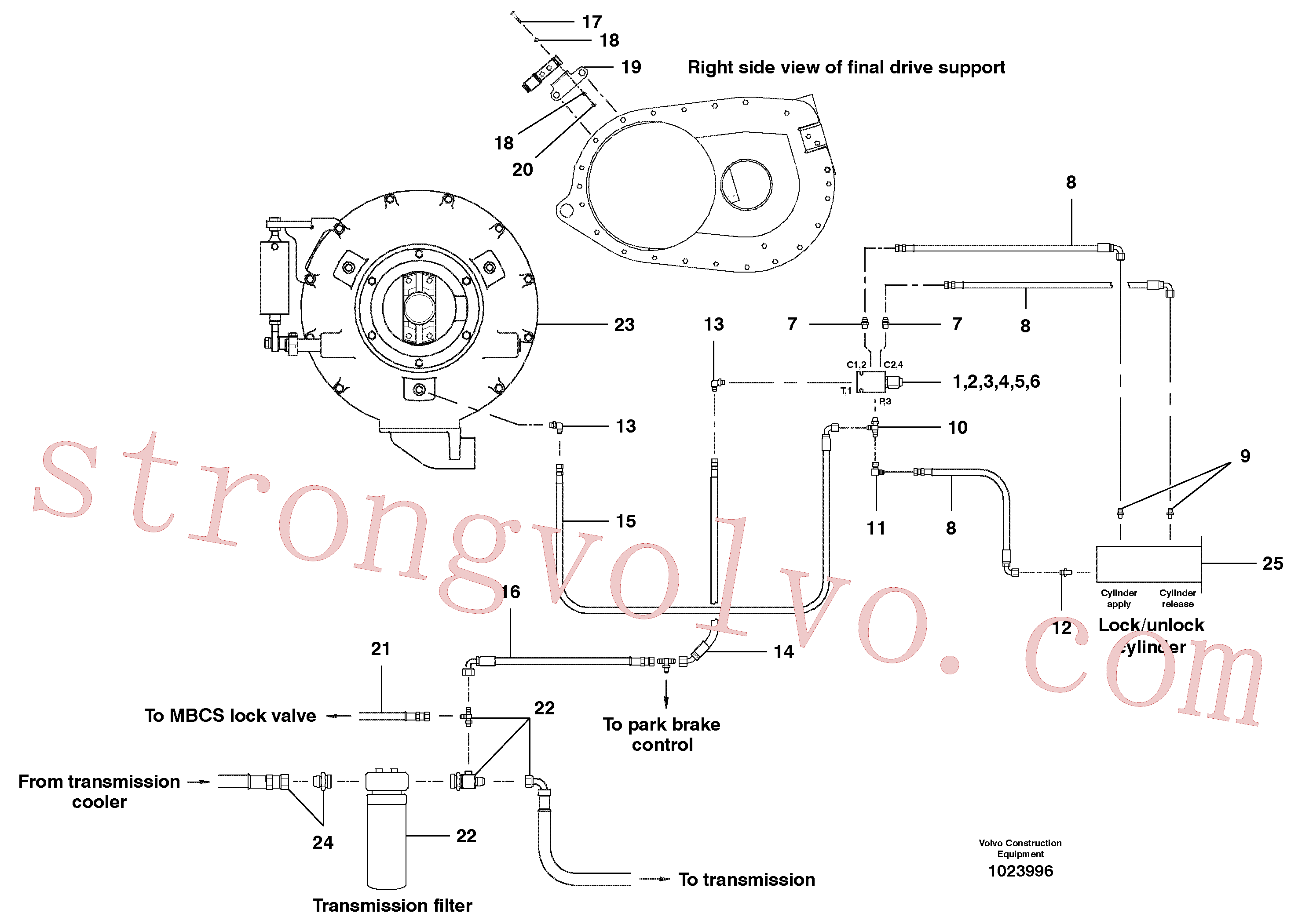CH30A-04ZI Volvo Circuito hidráulico do diferencial(1023996 Montagem)