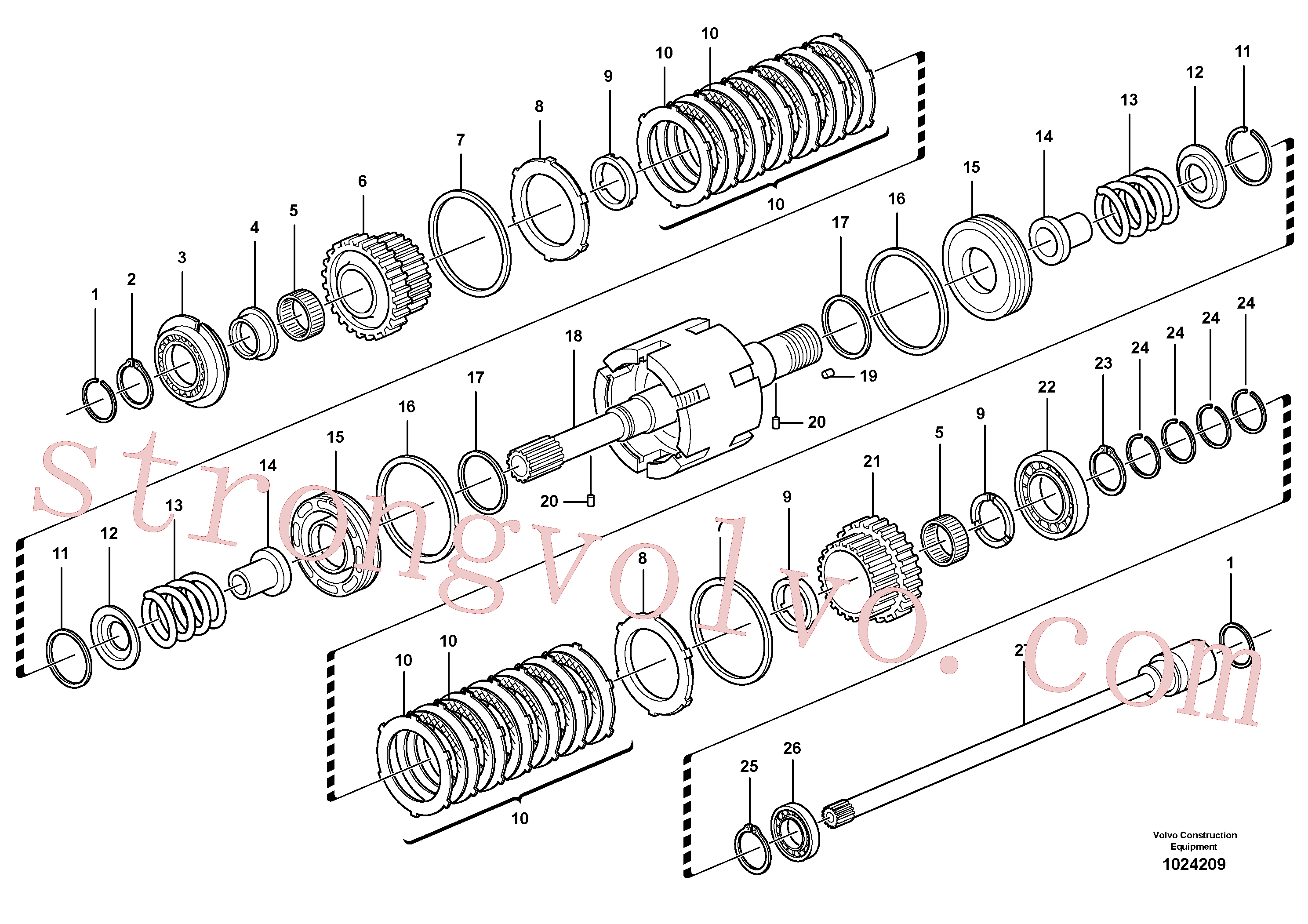 VOE11709095 Volvo Veio de embraiagem avante/marcha-atrás(1024209 Montagem)