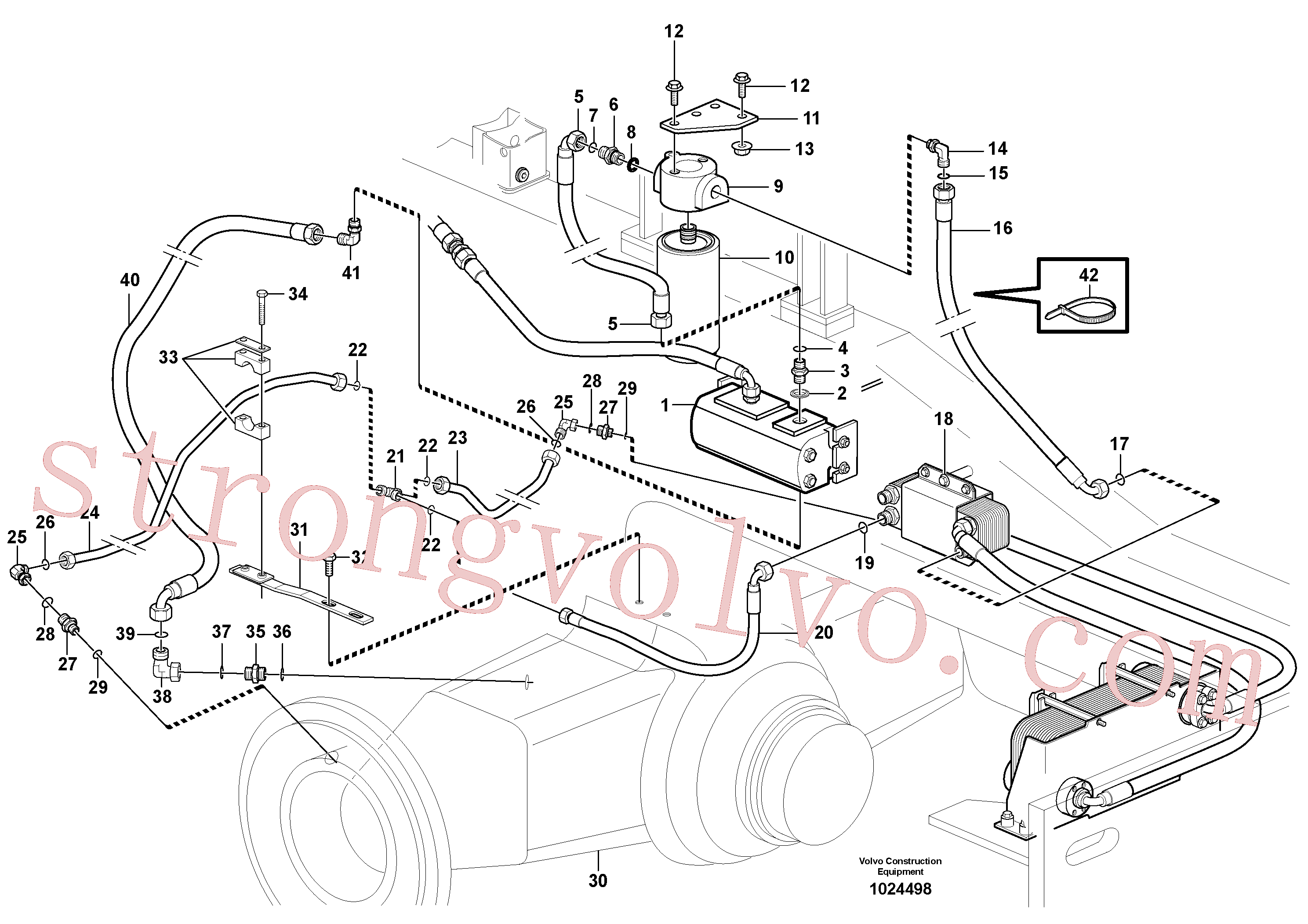 PJ5600204 Volvo Refrigerador de óleo, atrás, circuito da bomba.(1024498 Montagem)