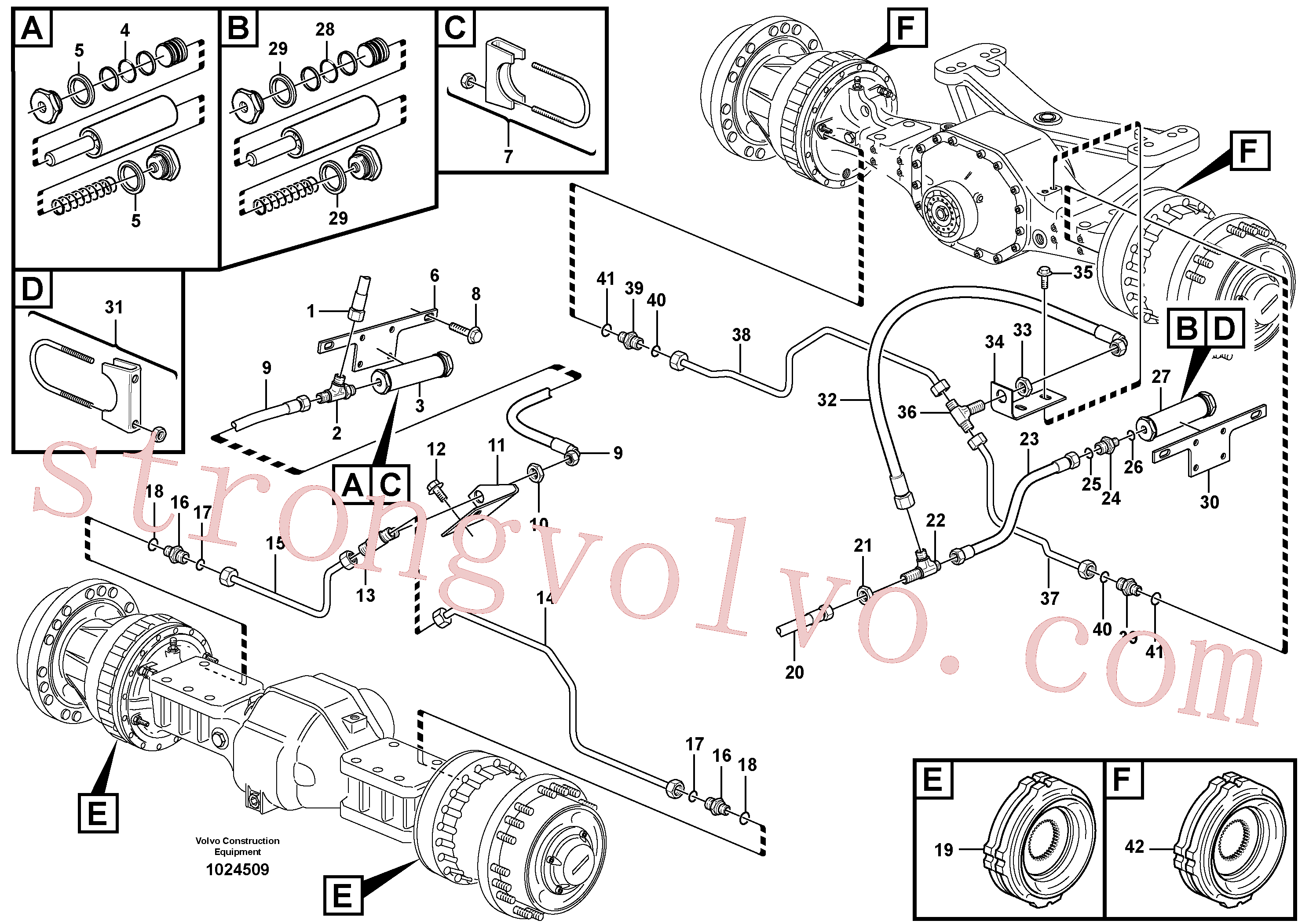 VOE14012285 Volvo Tubos de travão, eixos dianteiro e traseiro(1024509 Montagem)