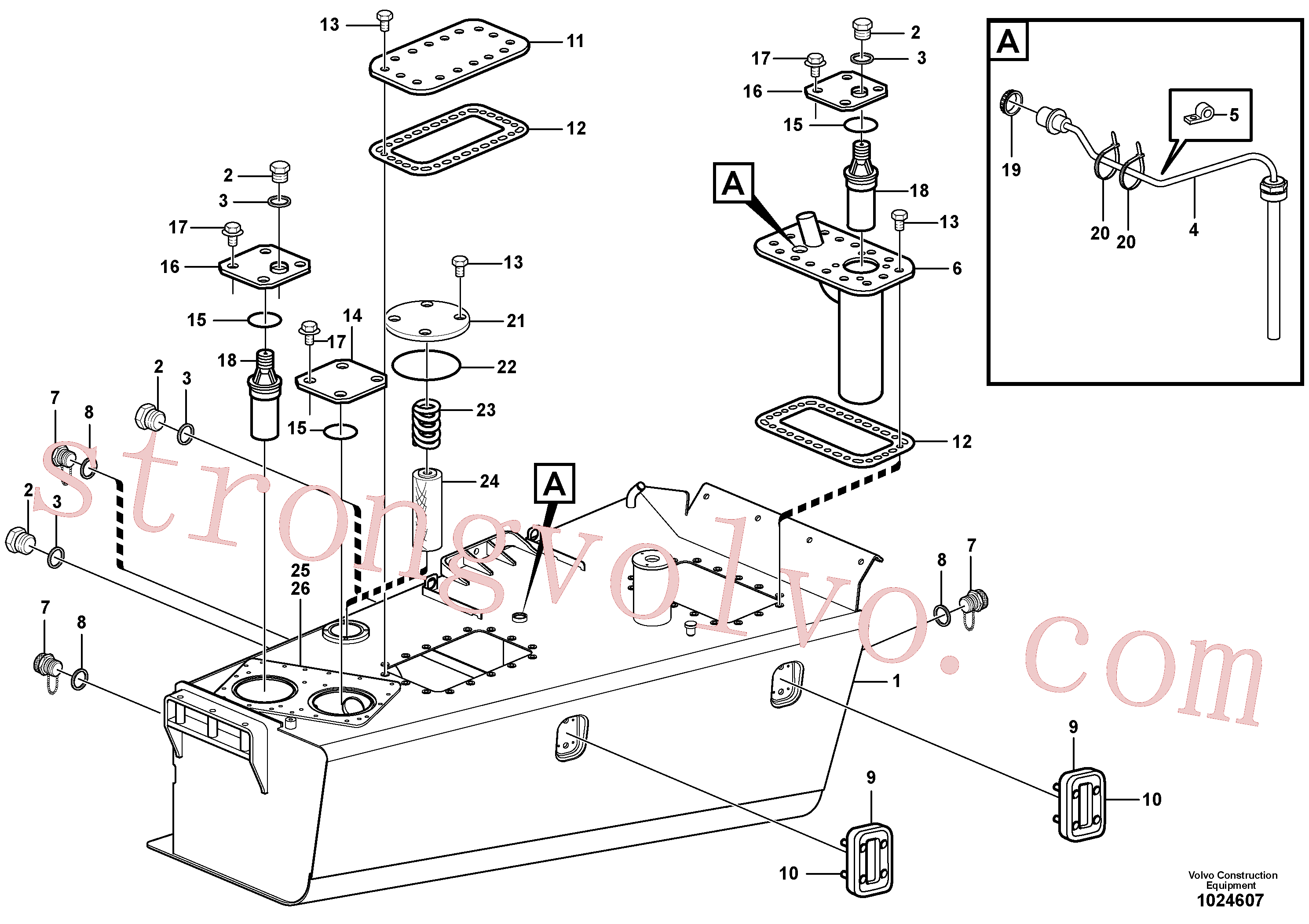 VOE11113443 Volvo Depósito de óleo hidráulico(1024607 Montagem)