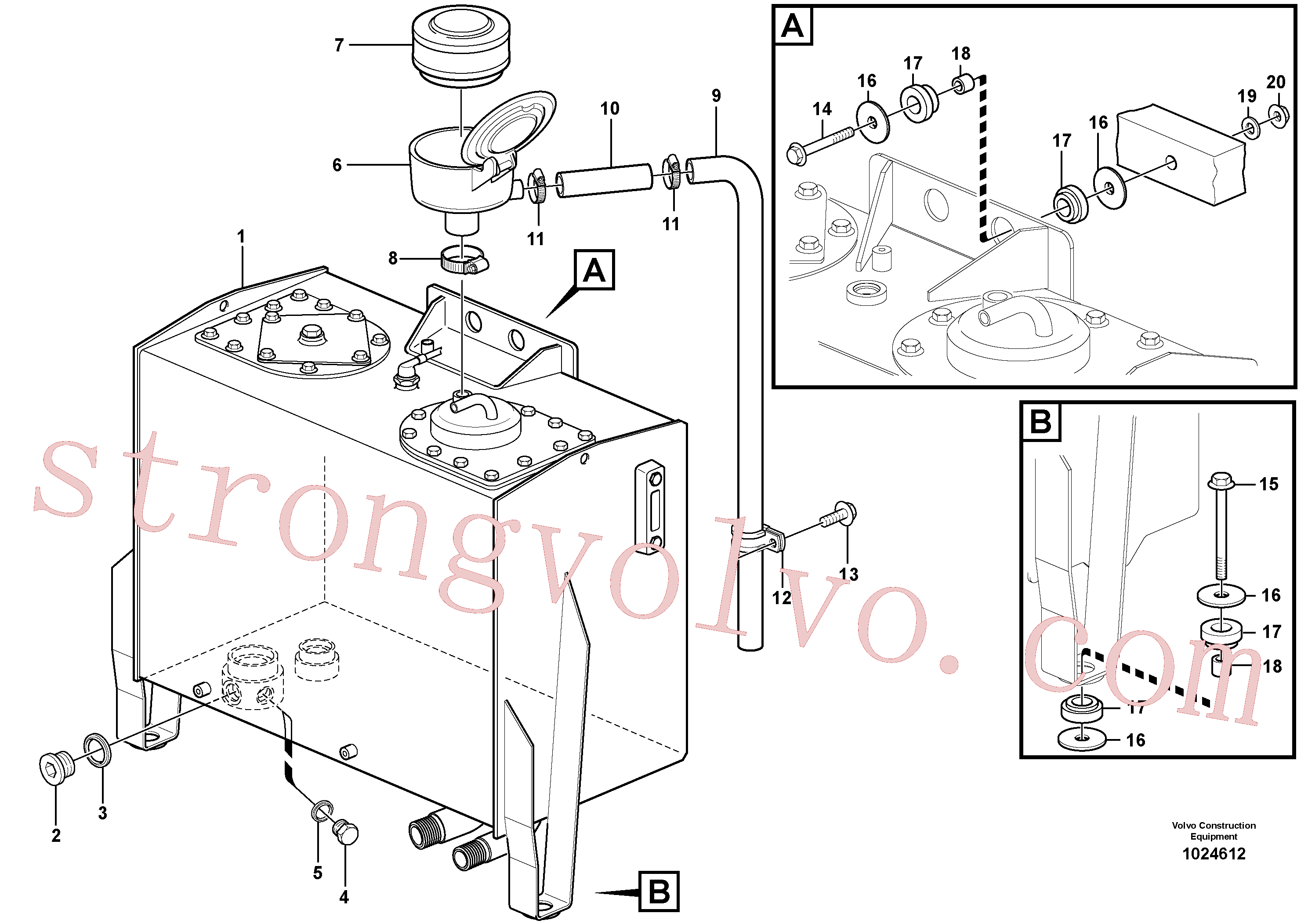 VOE16855635 Volvo Tanque de óleo hidráulico com acessórios(1024612 Montagem)