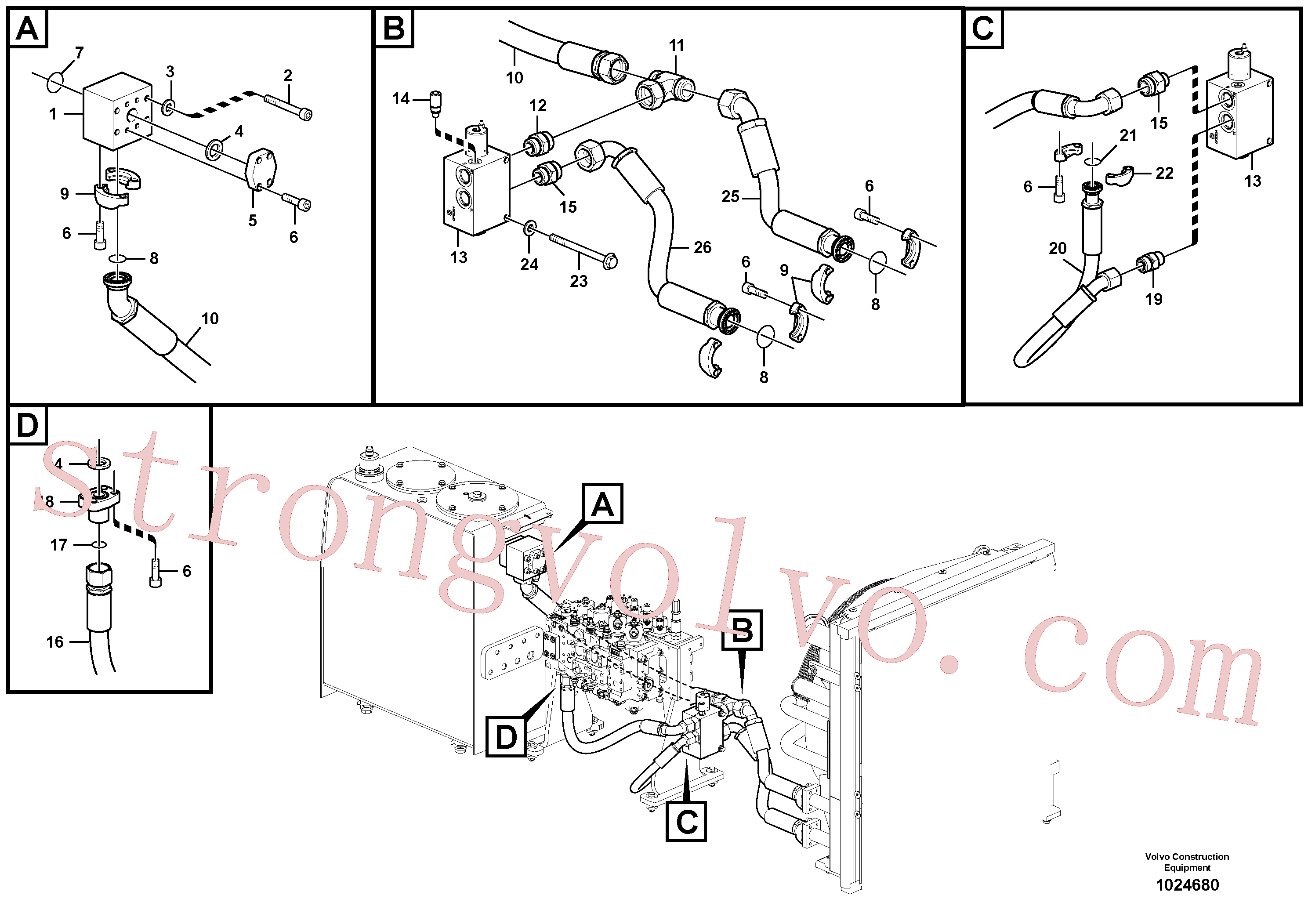 VOE936716 Volvo Sistema hidráulico, tanque hidráulico para o refrigerador de óleo hidráulico(1024680 Montagem)