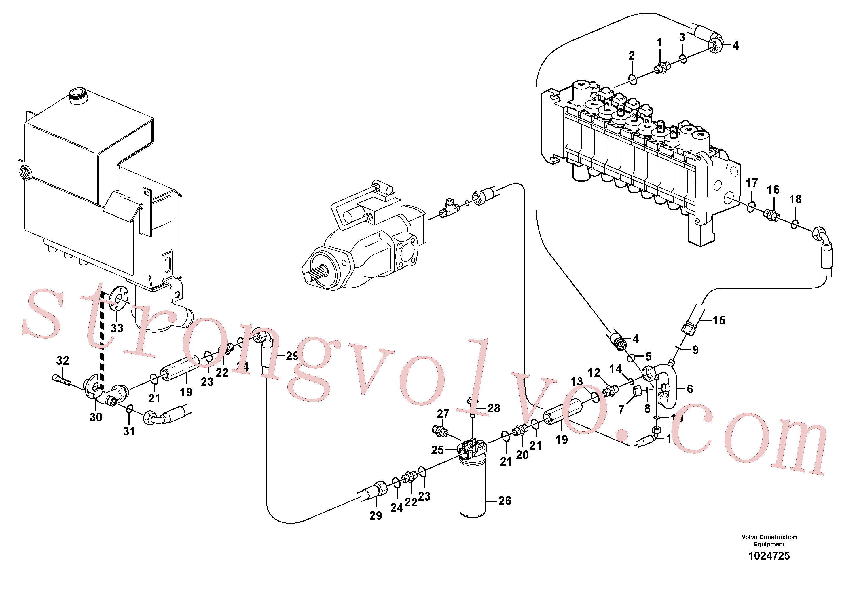 VOE13933852 Volvo Sistema hidráulico, linha de retorno(1024725 Montagem)