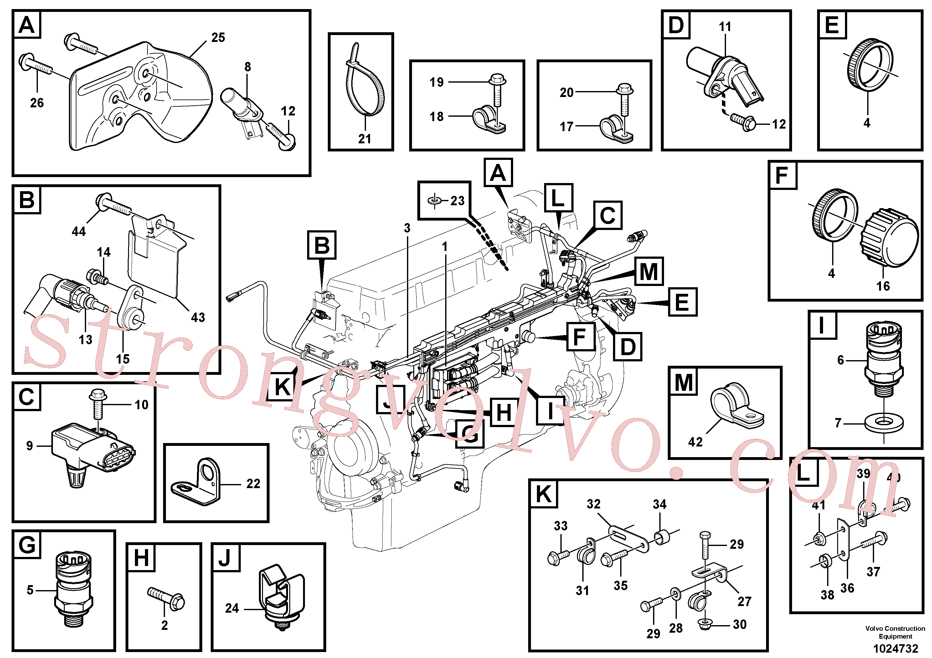VOE13965536 Volvo Cablagem, motor, ECU(1024732 Montagem)