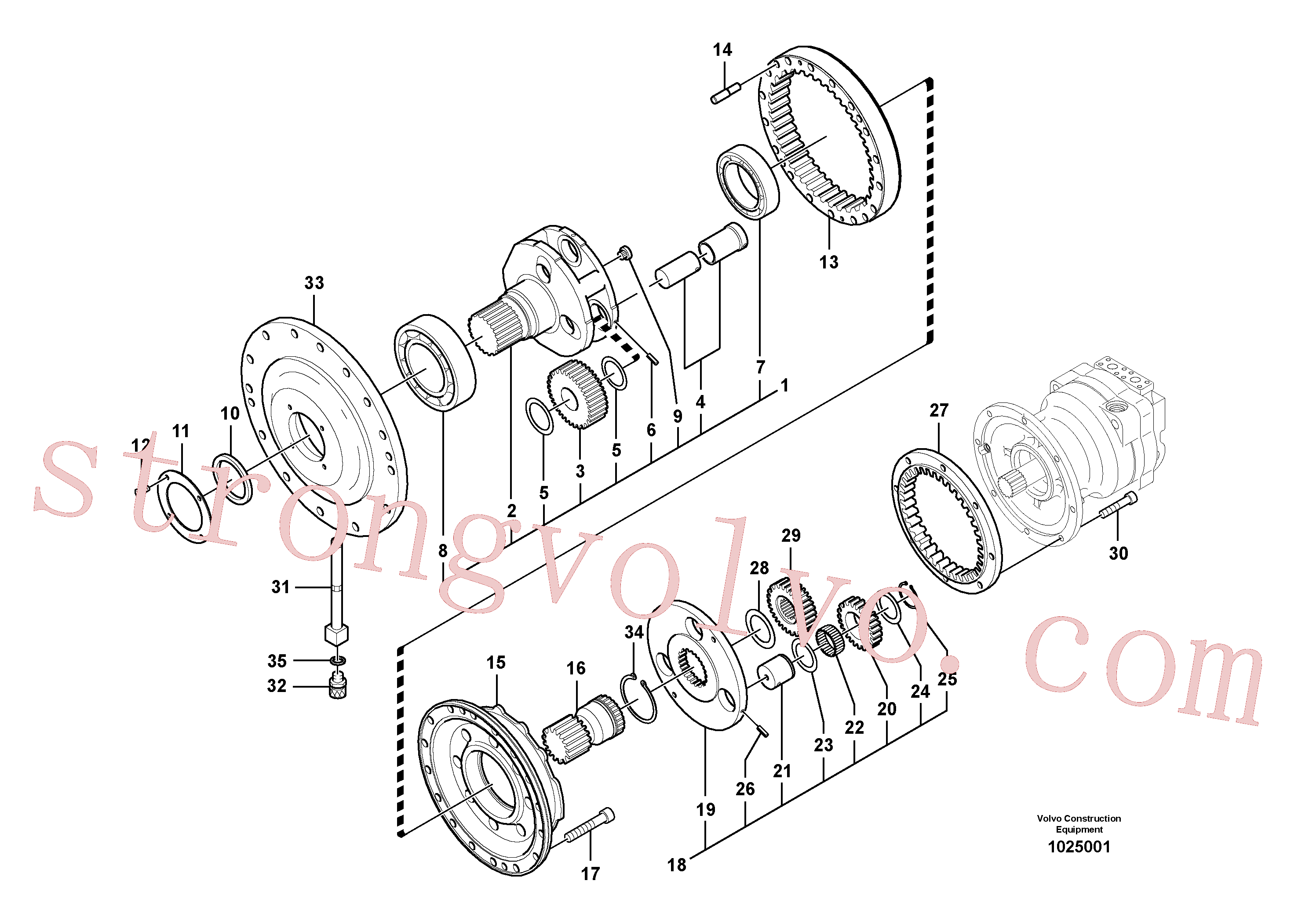 China Made SA7118-34490 Engrenagem solar Volvo Acessórios para escavadeira