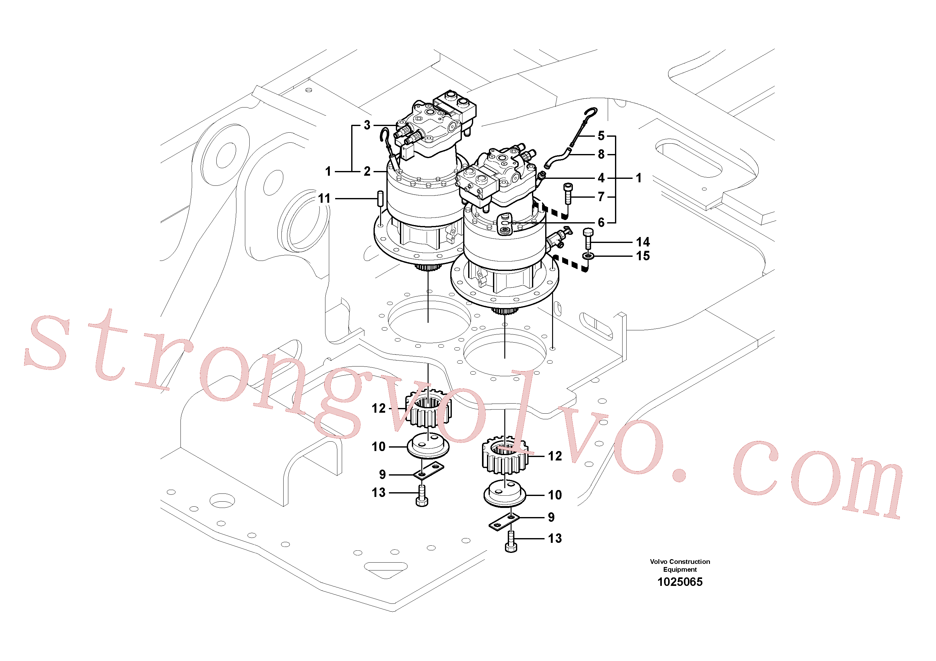 VOE14521452 Volvo Motor de rotação com peças de montagem(1025065 Montagem)