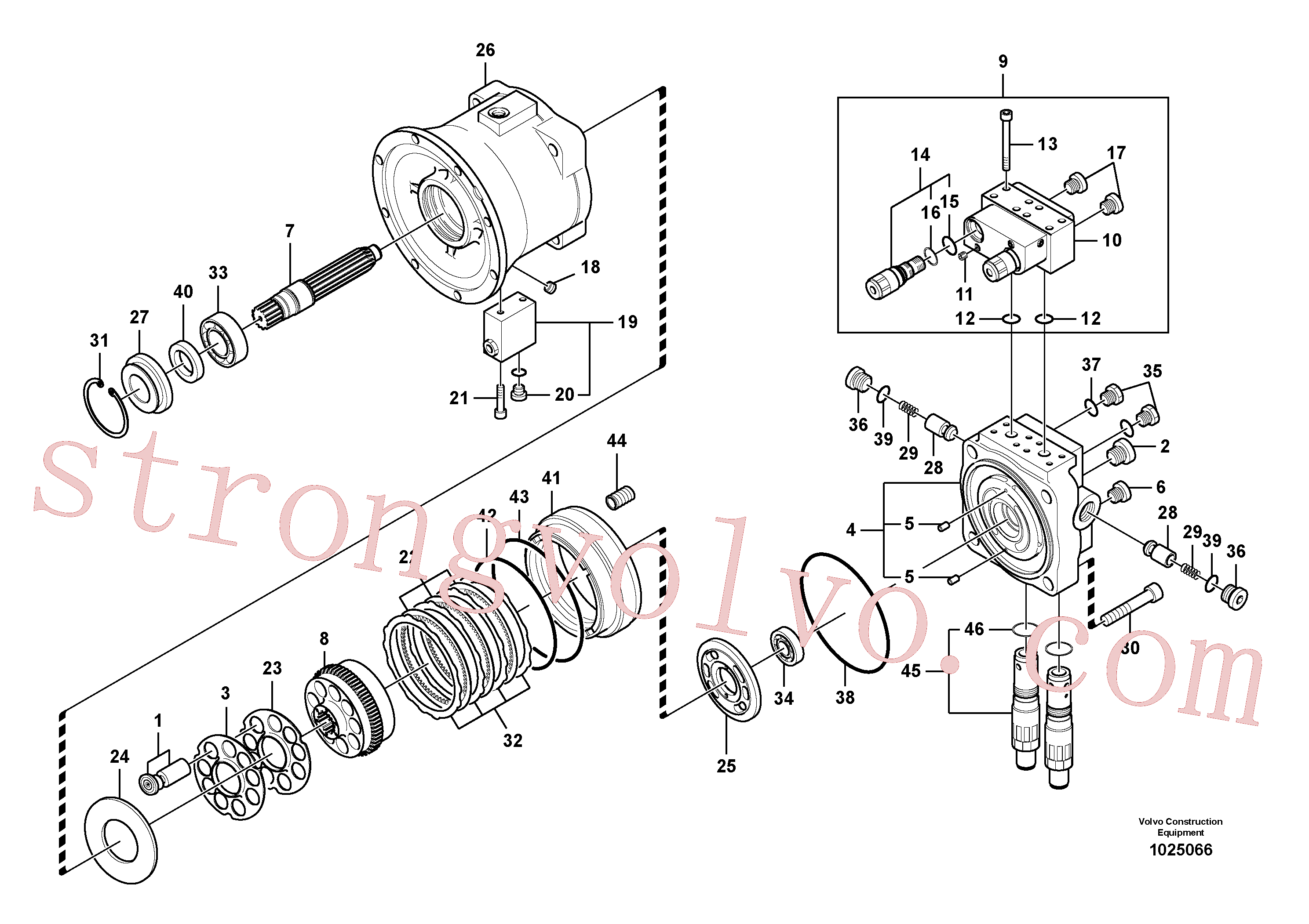 VOE14529771 Volvo Motor de rotação(1025066 Montagem)