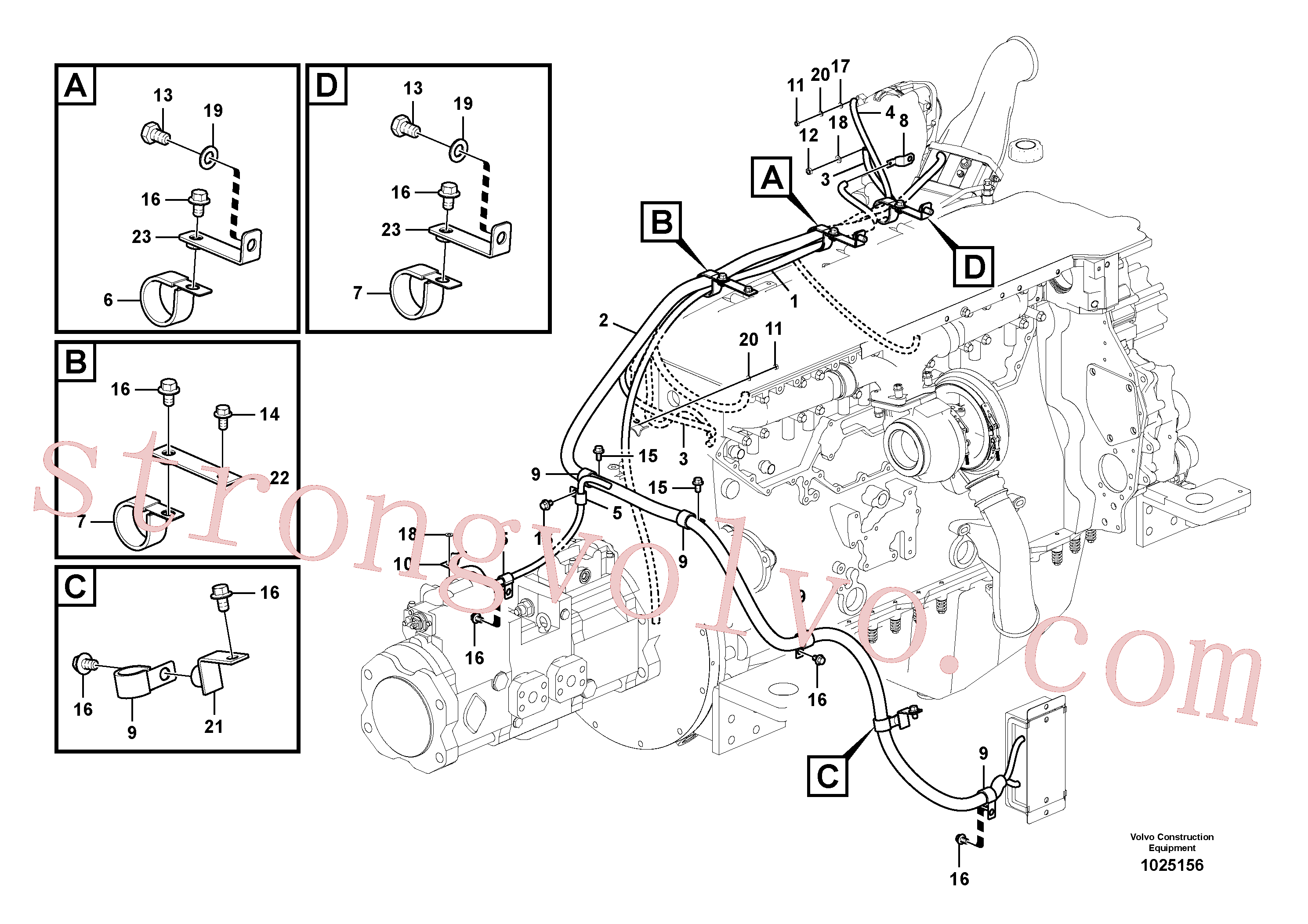 VOE14557006 Volvo Cablagem, motor(1025156 Montagem)