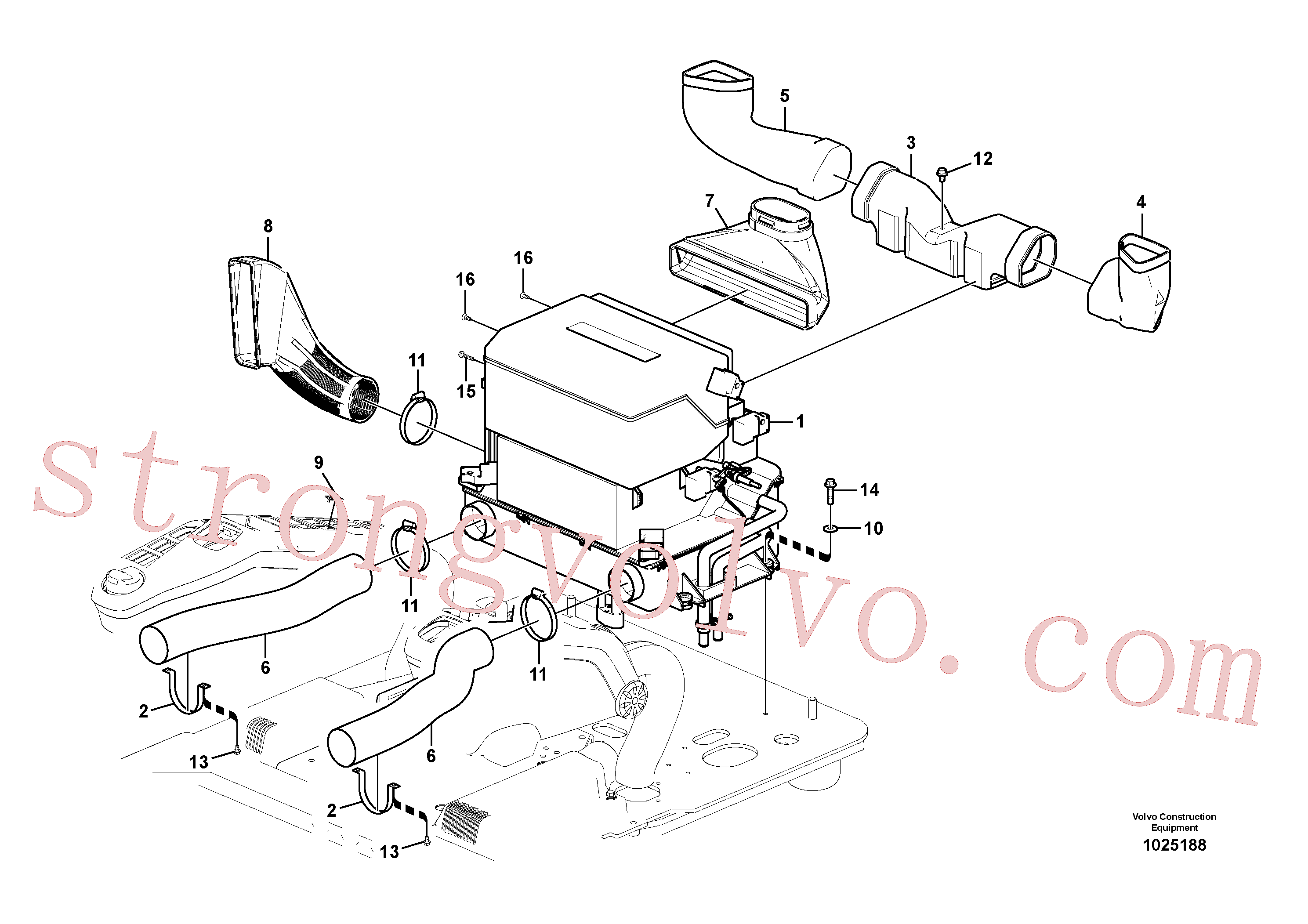 VOE965185 Volvo Conduta de ar na cabina e chão da cabina(1025188 Montagem)