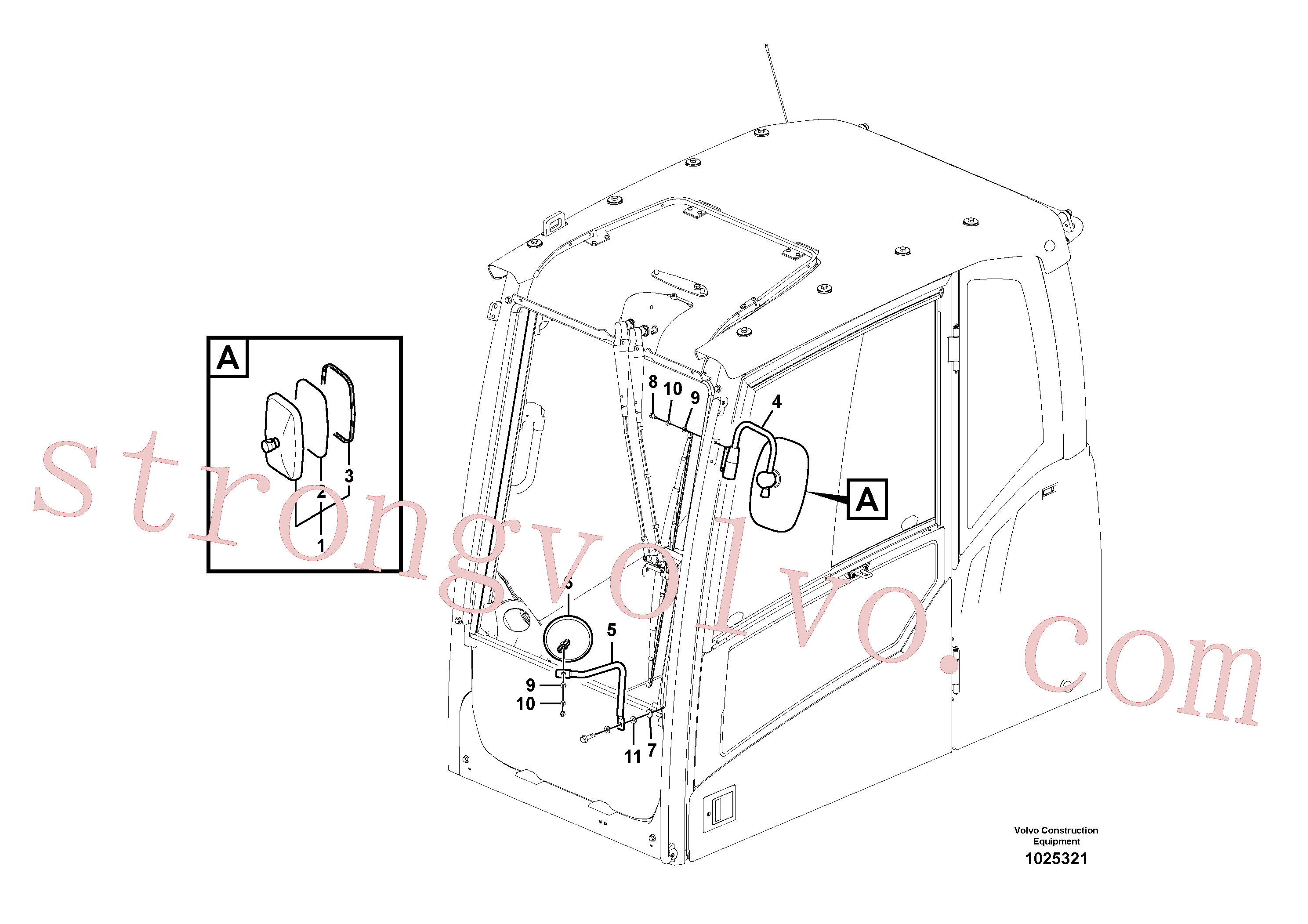VOE14527410 Volvo Espelho retrovisor(1025321 Montagem)