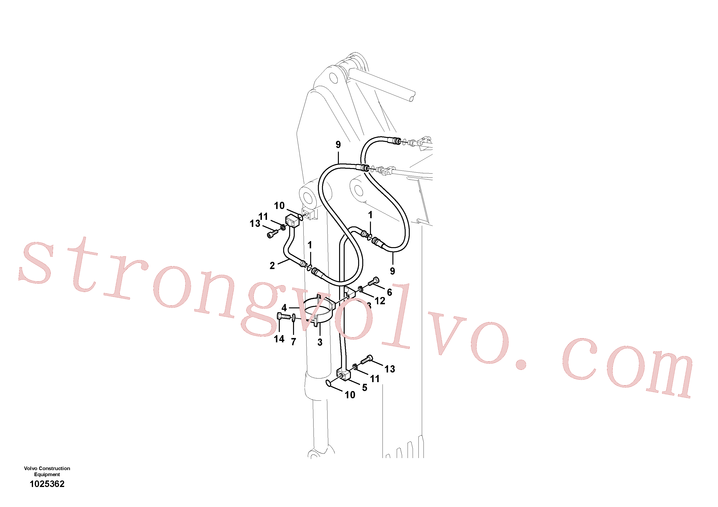 VOE14677104 Volvo Hidráulica de serviço, cilindro do balde no braço de afundamento(1025362 Montagem)