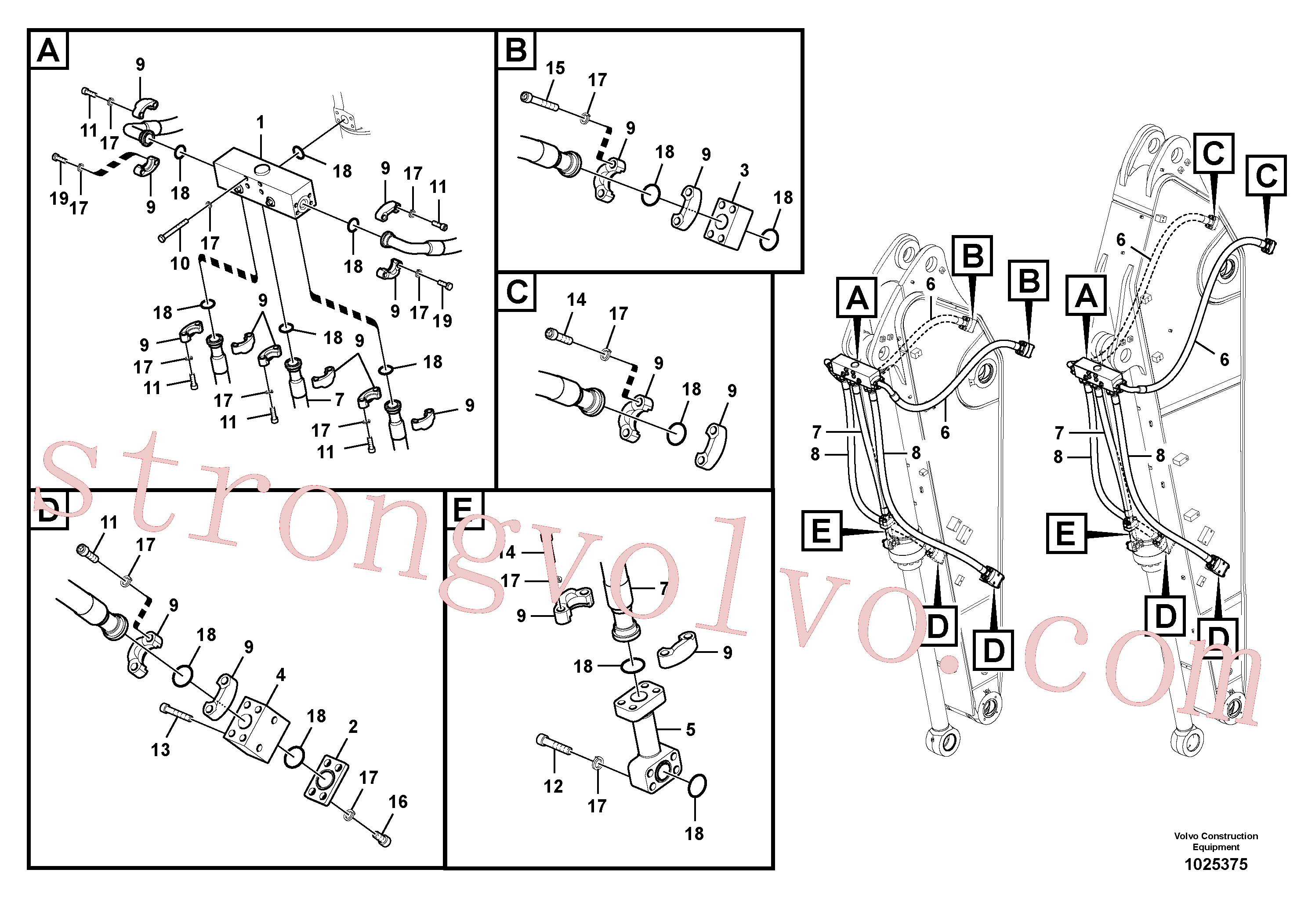 SA9495-17638 Volvo Hidráulica de serviços, balde articulado(1025375 Montagem)