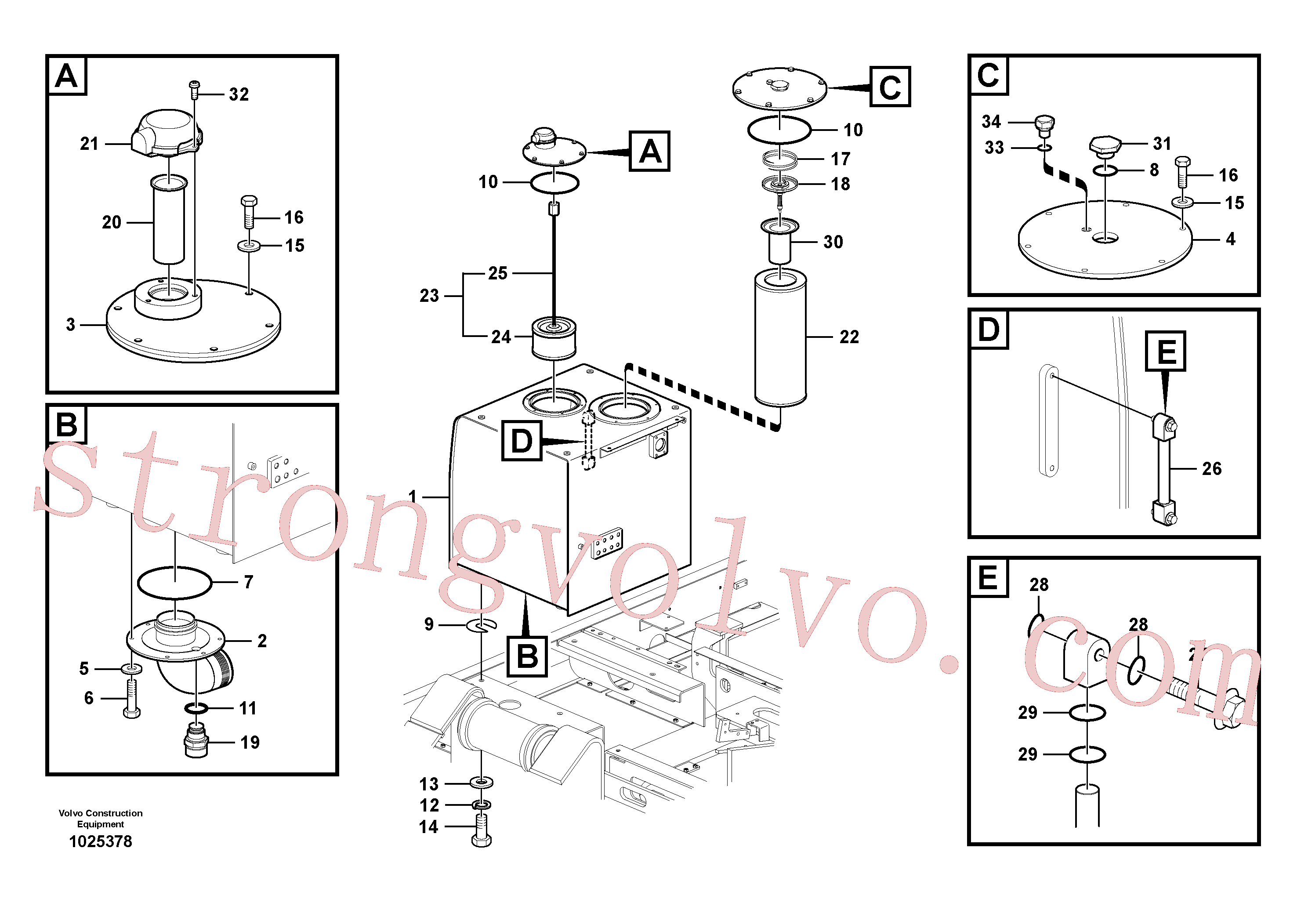 SA9415-22031 Volvo Depósito de óleo hidráulico(1025378 Montagem)