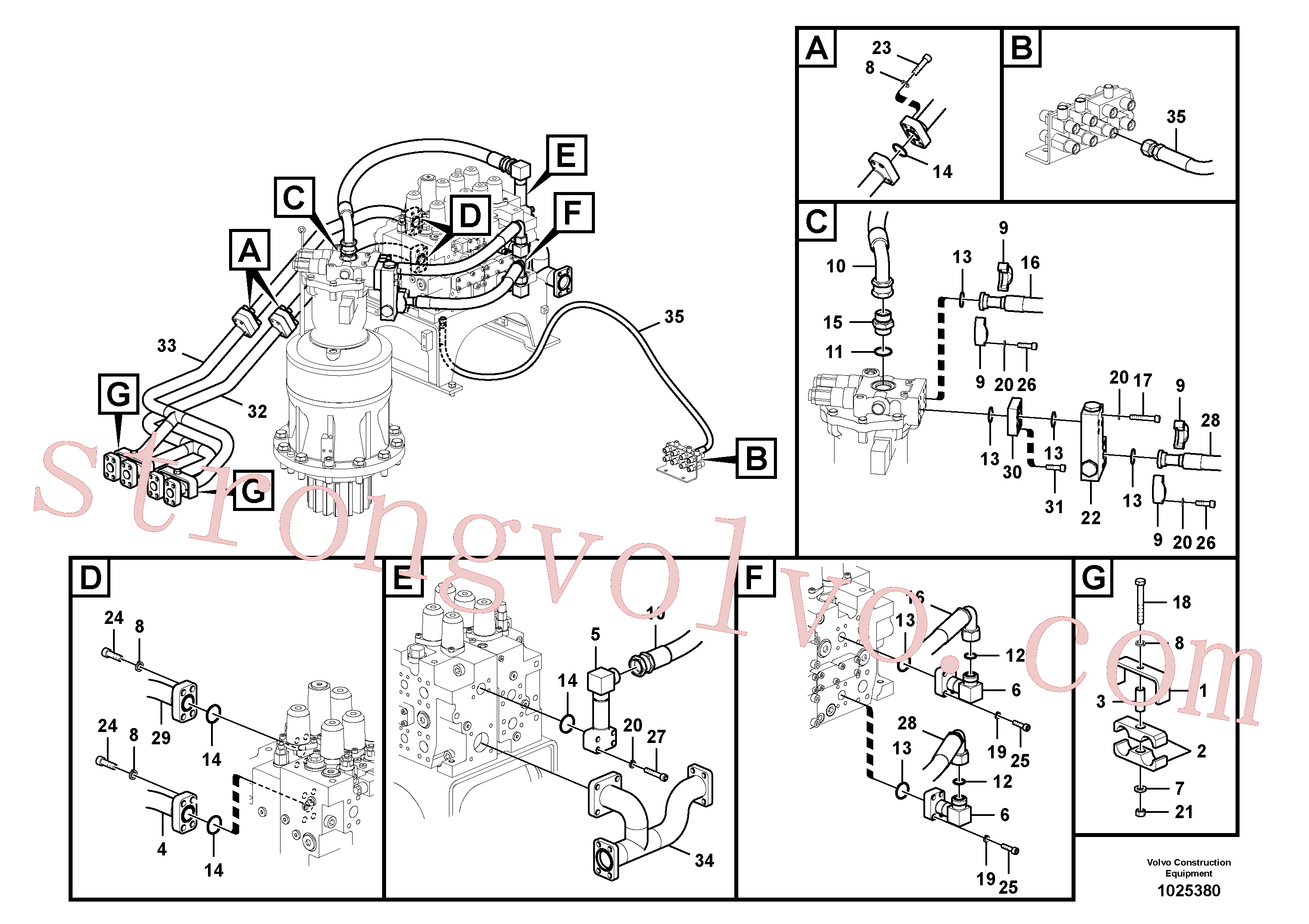 SA9453-07325 Volvo Sistema hidráulico, válvula de comando da lança e articulação(1025380 Montagem)