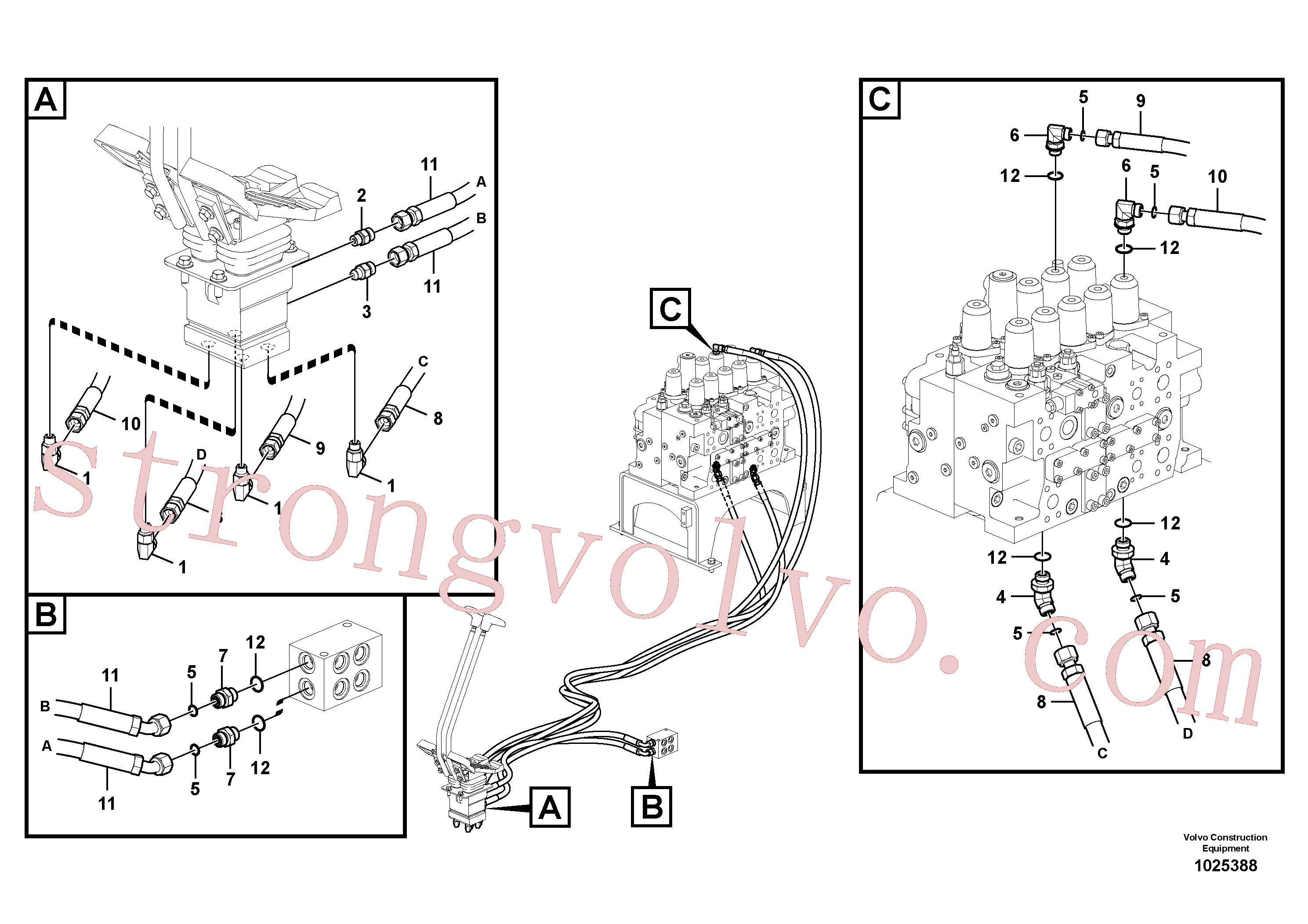 VOE937591 Volvo Sistema servomotor, válvula de comando para pedal da válvula de comando(1025388 Montagem)