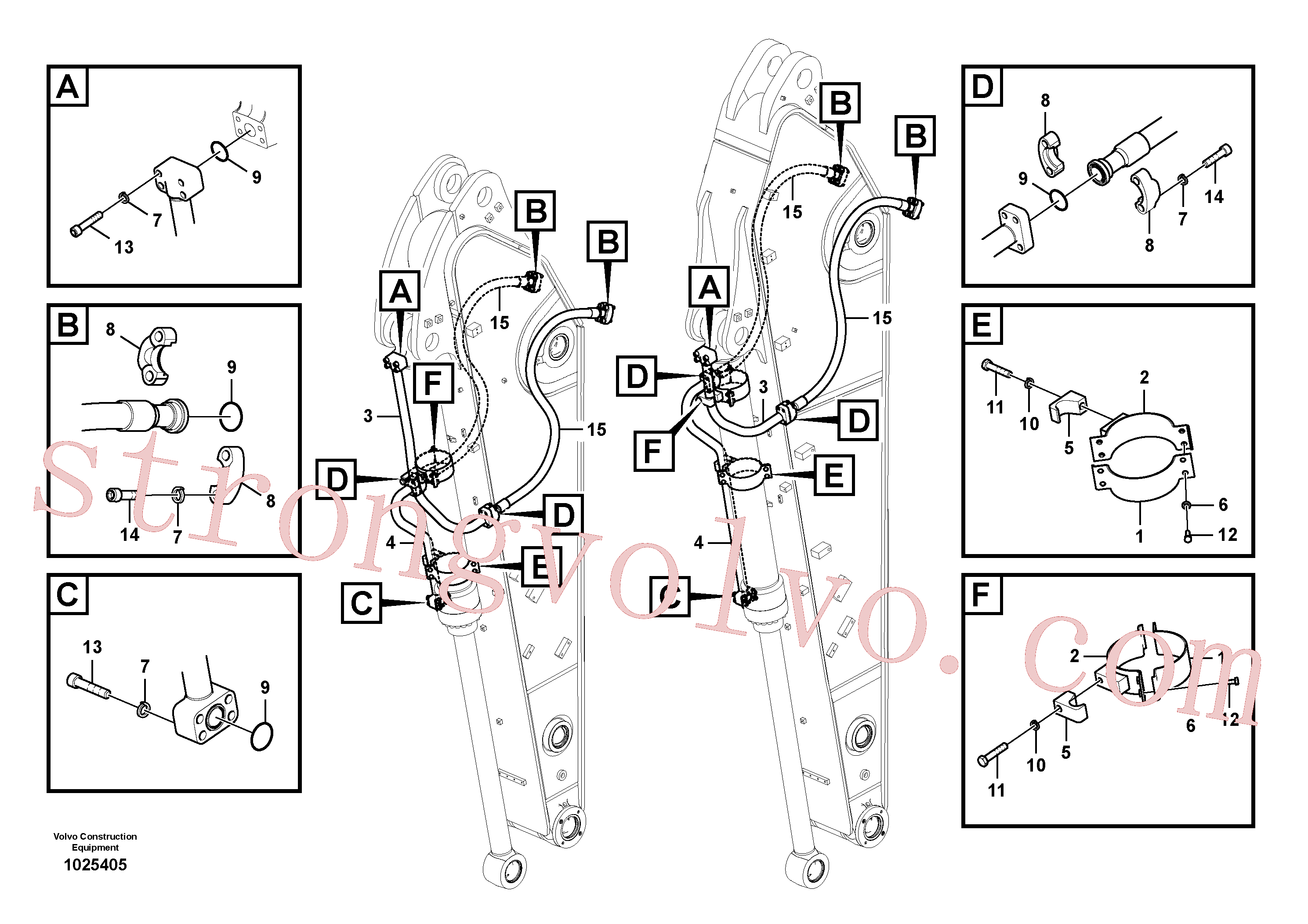 VOE14677233 Volvo Hidráulica de serviço, cilindro do balde no braço de afundamento(1025405 Montagem)