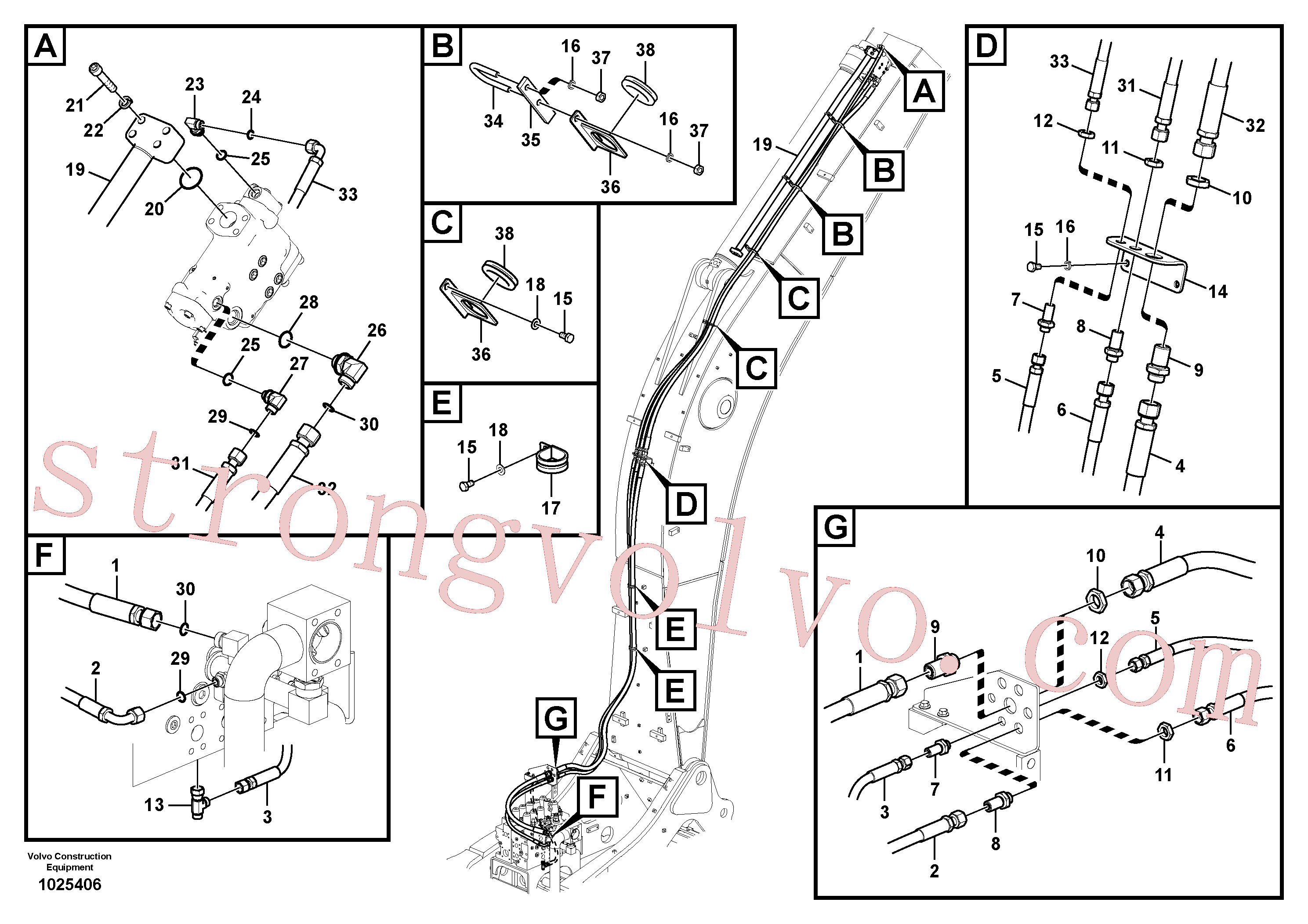 VOE936247 Volvo Hidráulica de serviço, ruptura do braço de afundamento(1025406 Montagem)