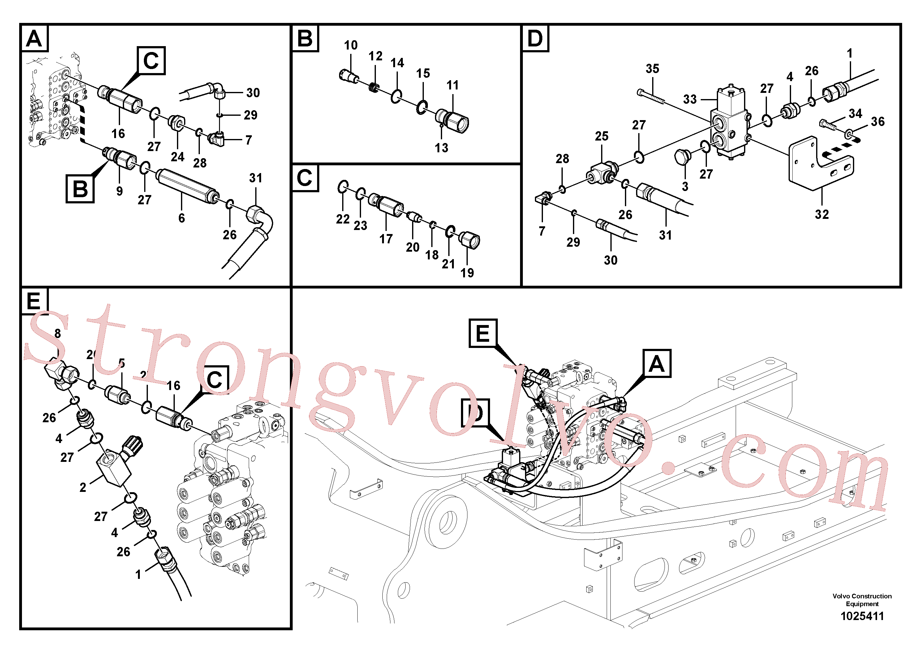 VOE14535905 Volvo Hidráulica de serviço, martelo e cortador para fluxo da bomba auxiliar(1025411 Montagem)