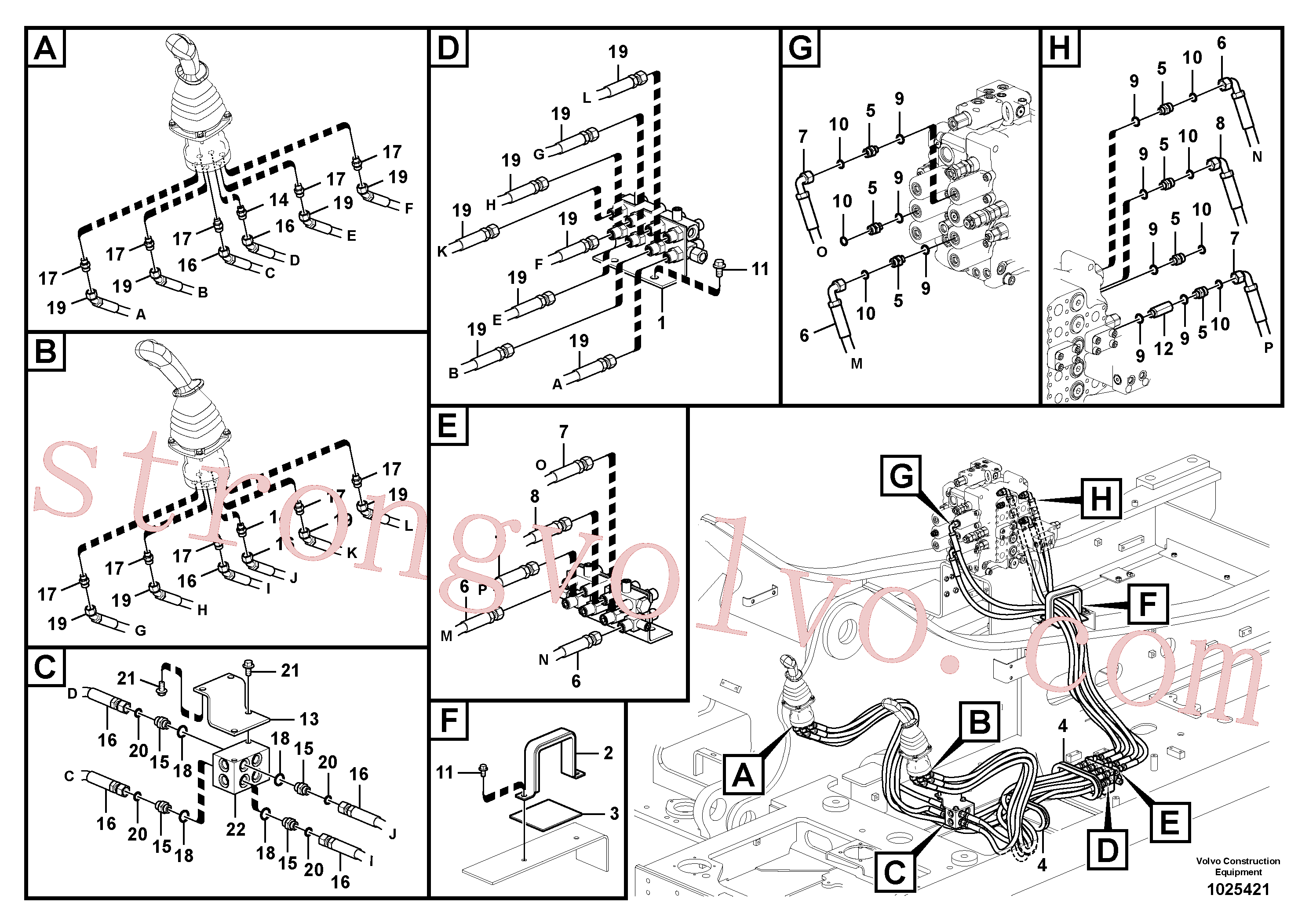 VOE14531003 Volvo Sistema servomotor, válvula de comando para válvula de comando à distância(1025421 Montagem)