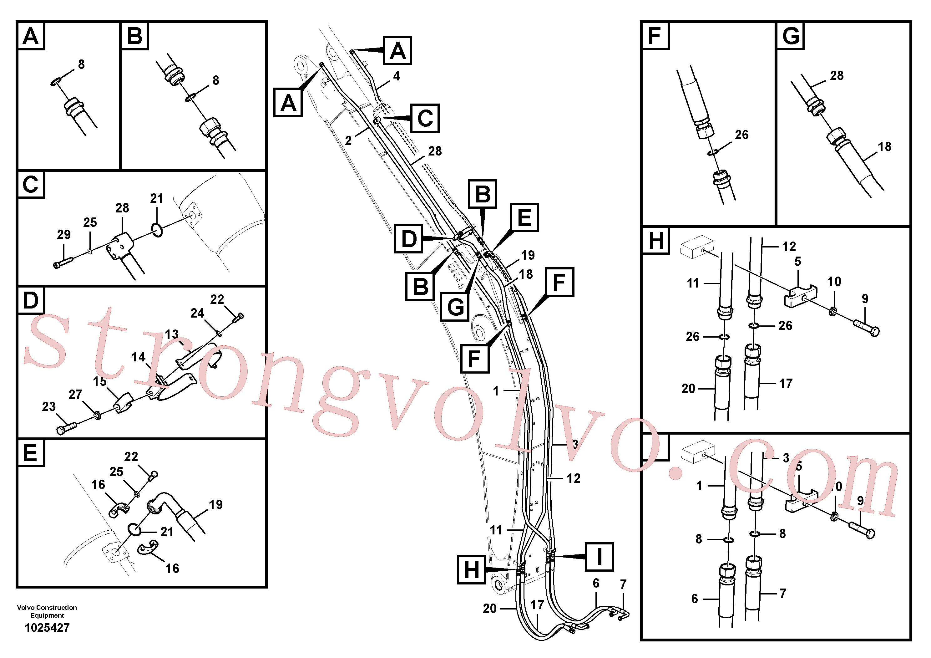 VOE14677865 Volvo Hidráulica de serviço, cilindro do braço de afundamento na lança.(1025427 Montagem)