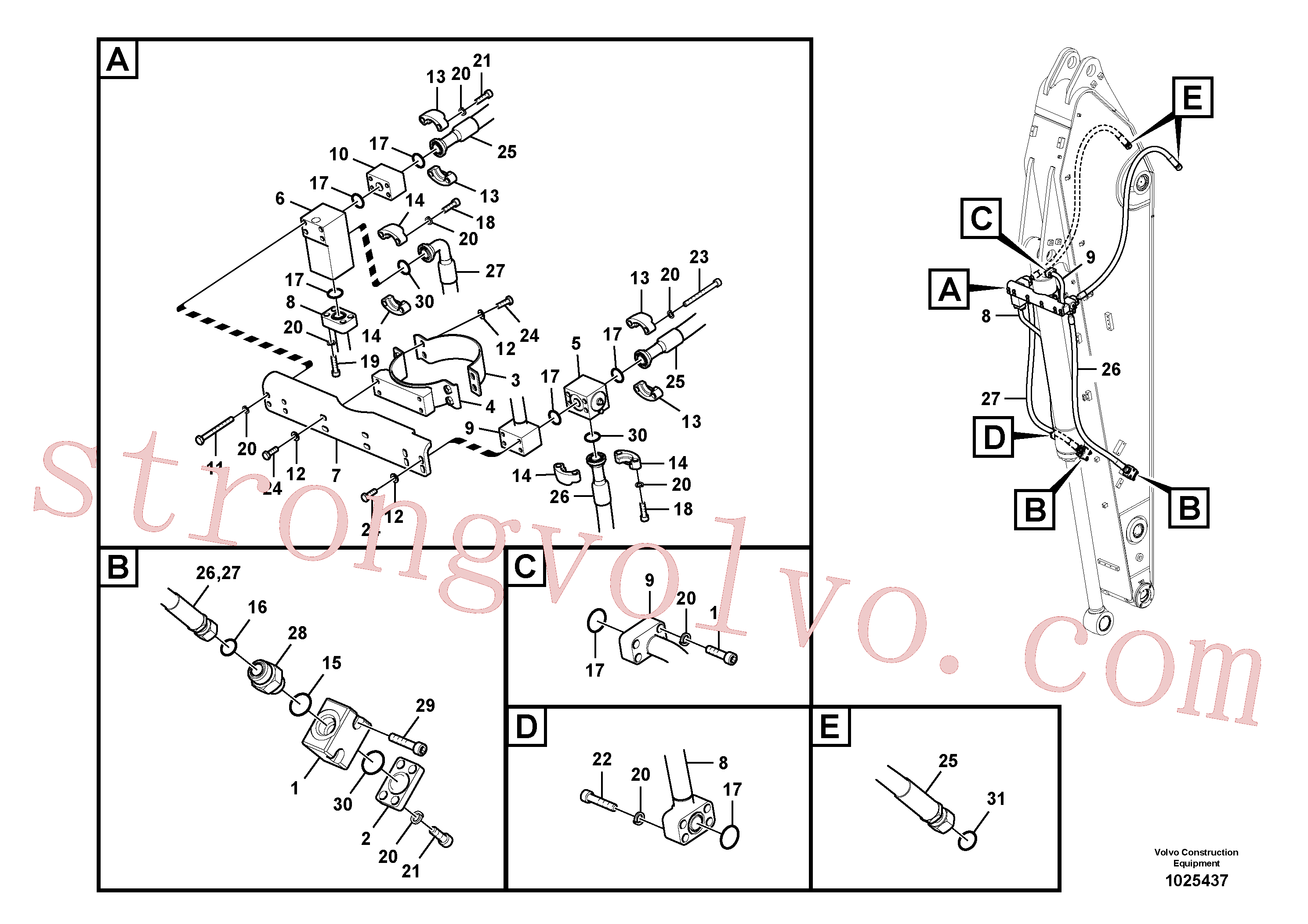 VOE14880263 Volvo Hidráulica de serviços, balde articulado(1025437 Montagem)