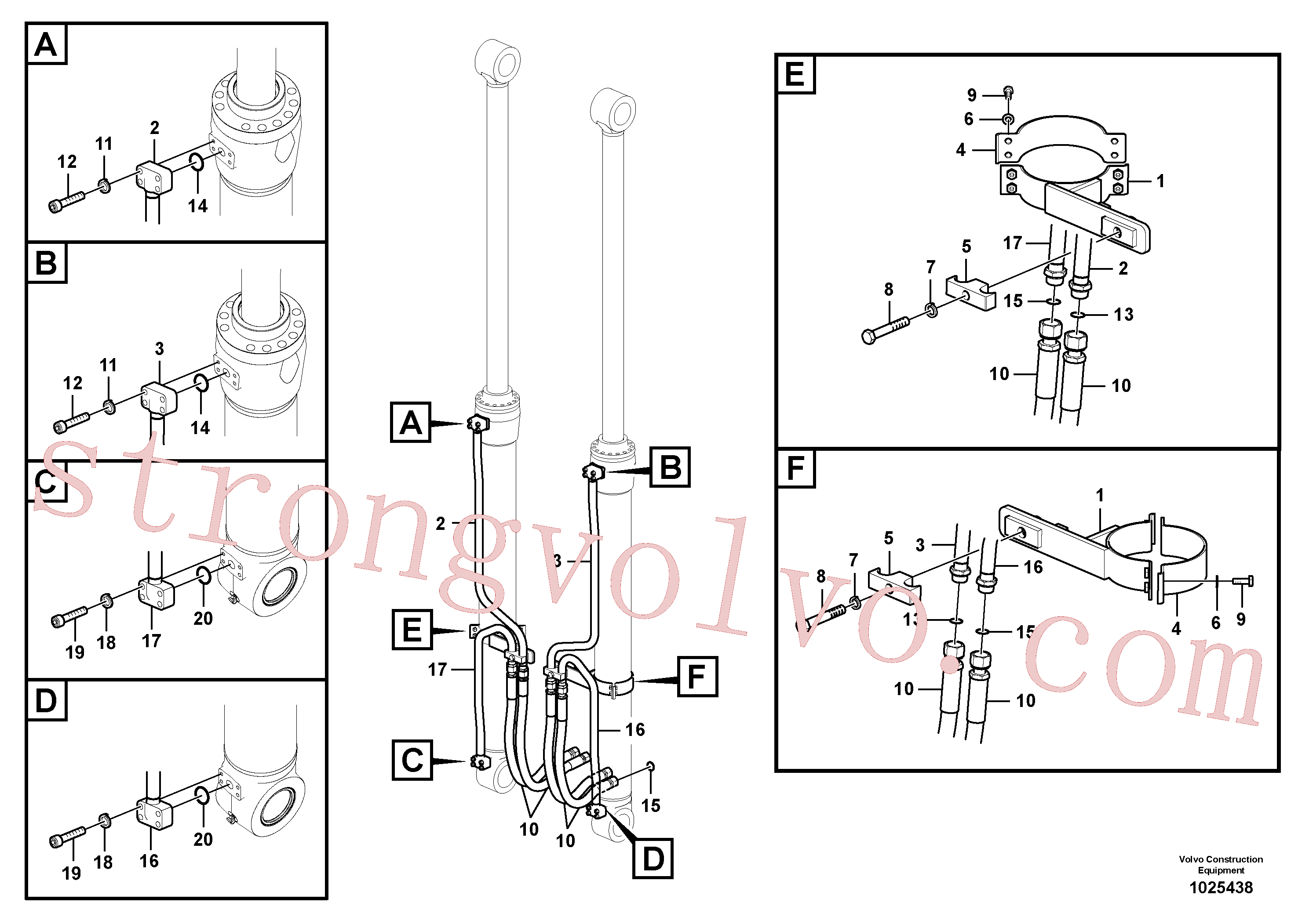 VOE937002 Volvo Hidráulica de serviço, cilindro da lança(1025438 Montagem)