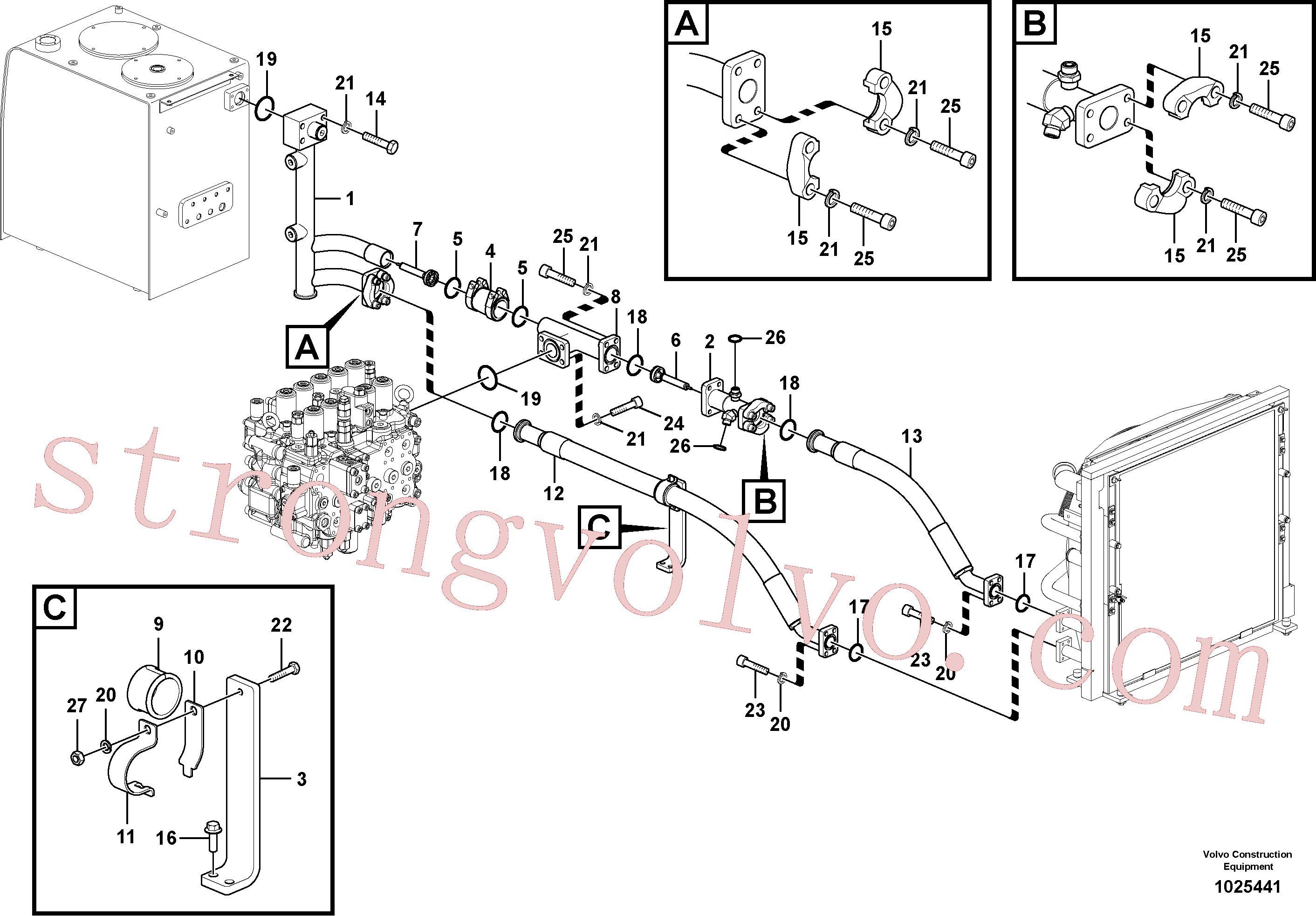 VOE14555860 Volvo Sistema hidráulico, tanque hidráulico para o refrigerador de óleo hidráulico(1025441 Montagem)