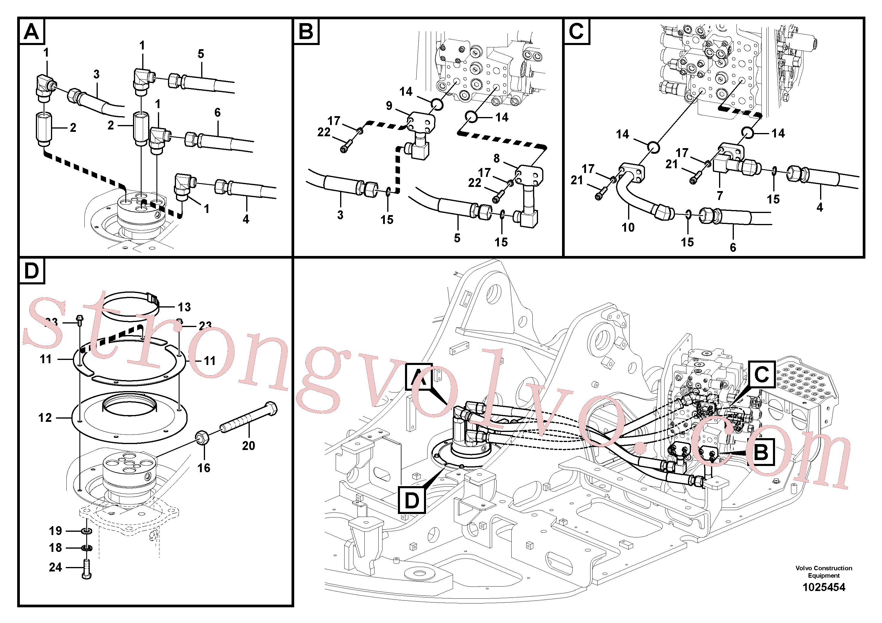 VOE936217 Volvo Linha da rótula, válvula de comando à rótula(1025454 Montagem)