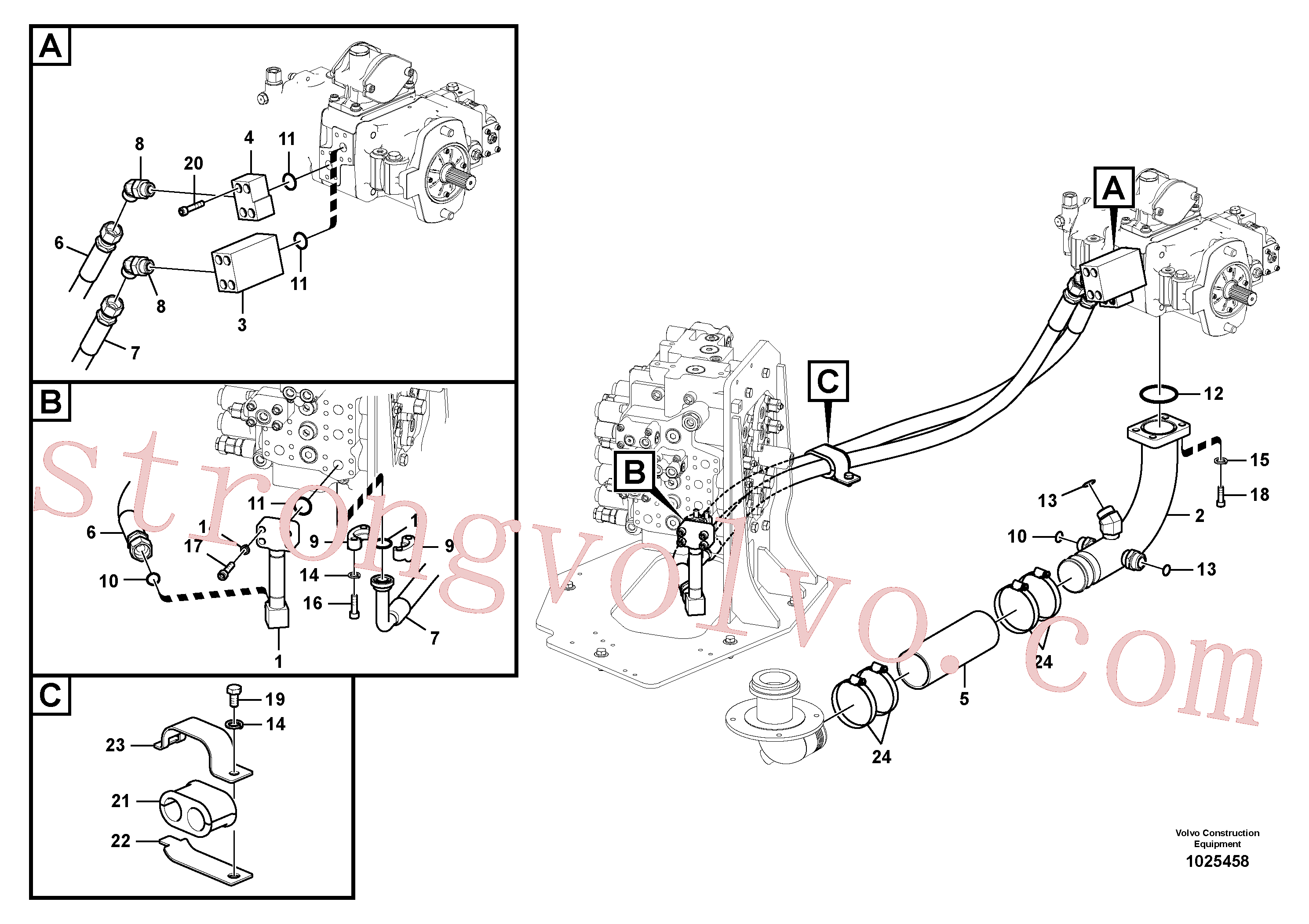 VOE15000772 Volvo Sistema hidráulico, tanque hidráulico para a bomba hidráulica(1025458 Montagem)