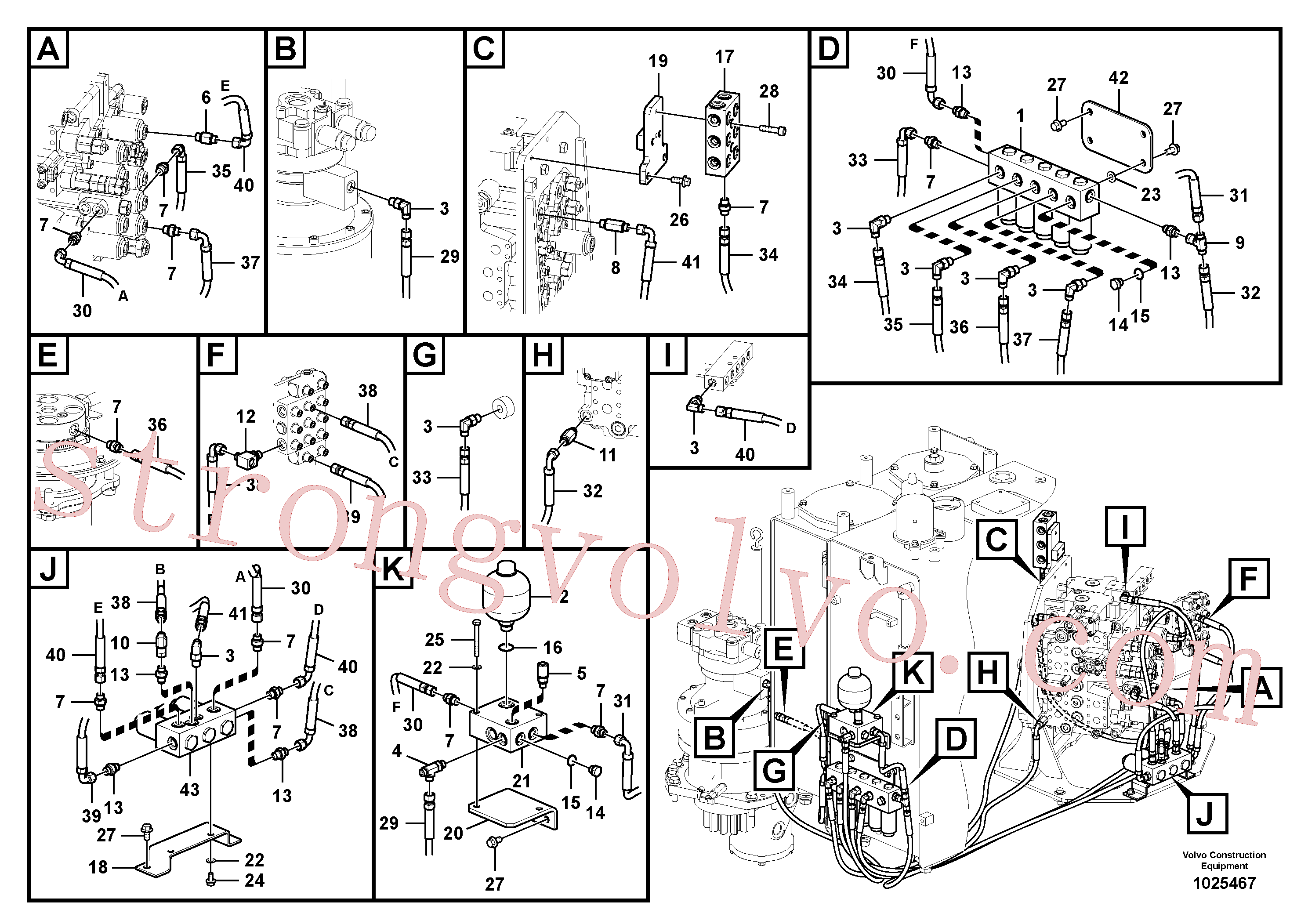 VOE14534367 Volvo Sistema servomotor, válvula de comando para válvula solenóide(1025467 Montagem)