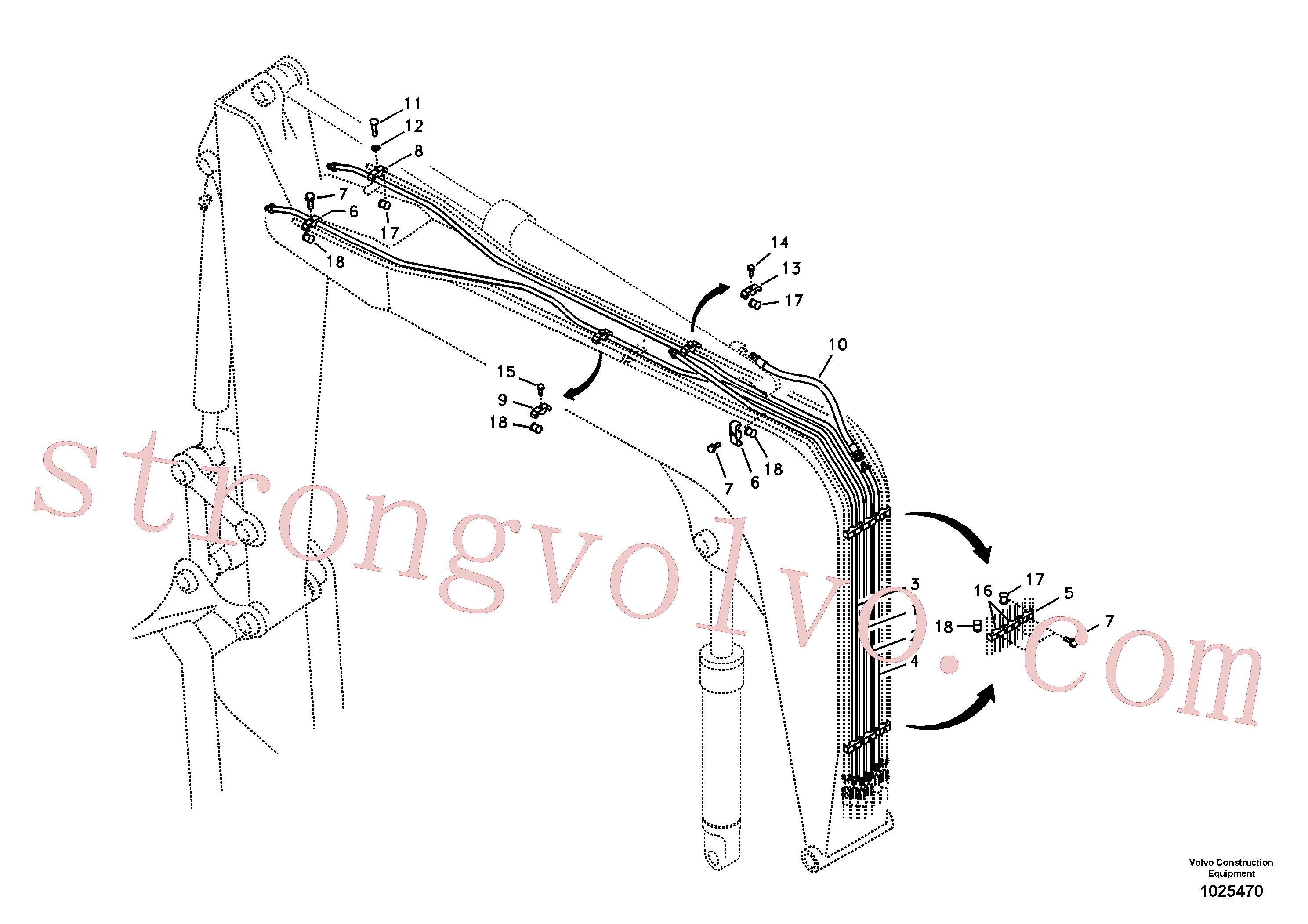 VOE14678263 Volvo Hidráulica de serviço, cilindro do braço de afundamento na lança.(1025470 Montagem)