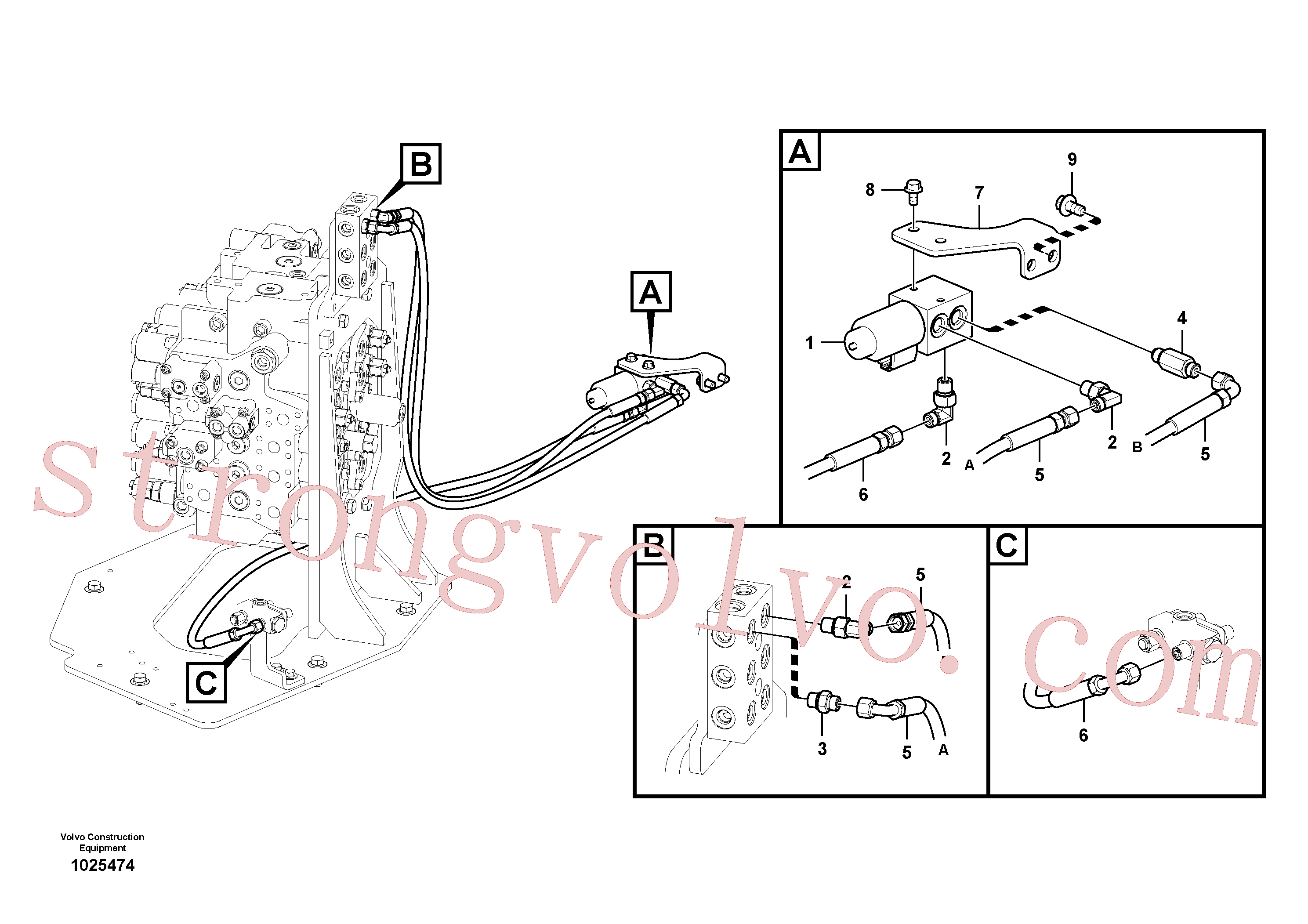 VOE14538898 Volvo Sistema servomotor, martelo e corte(1025474 Montagem)